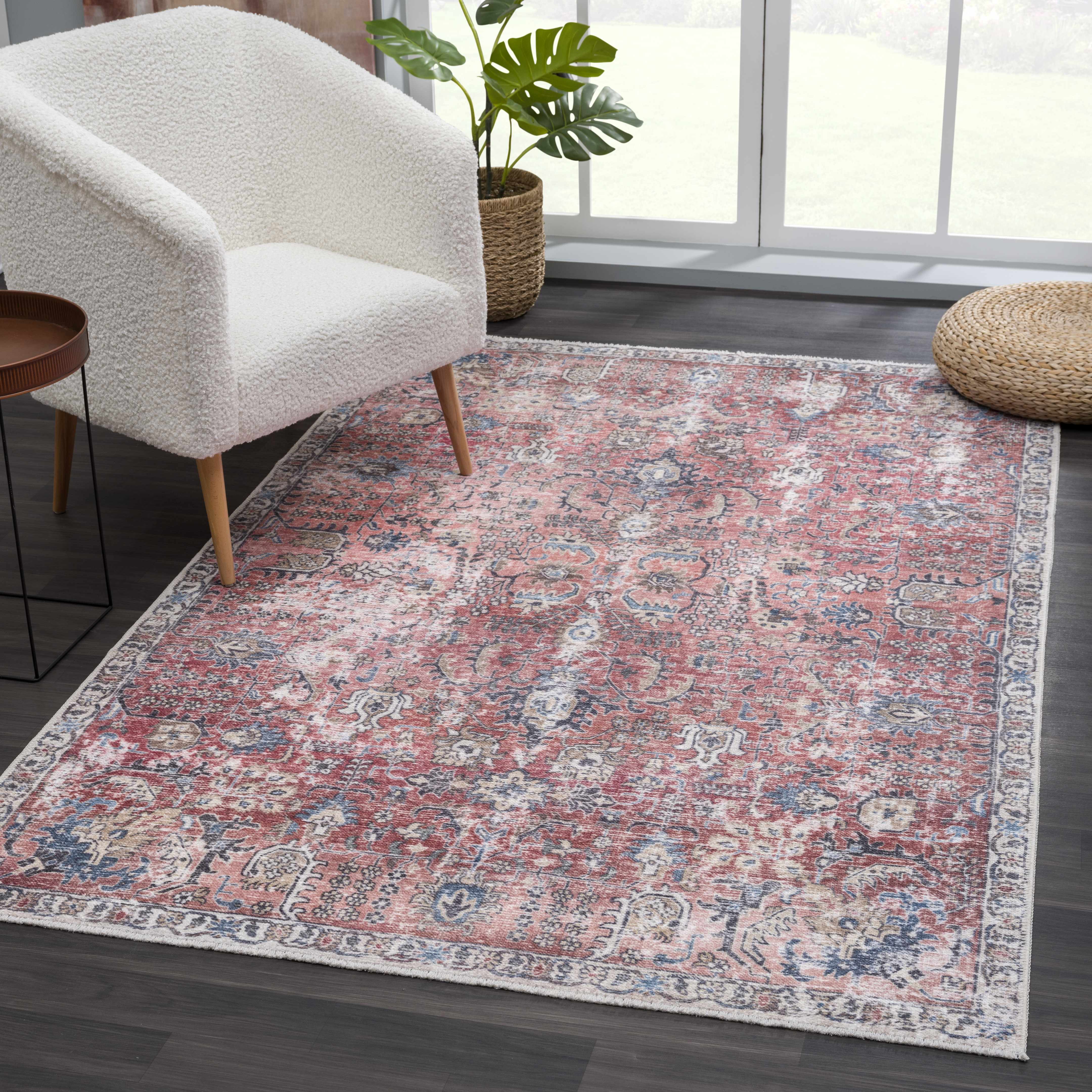 Burgundy Holi-2303 Washable Area Rug - Decor Addict, LLC