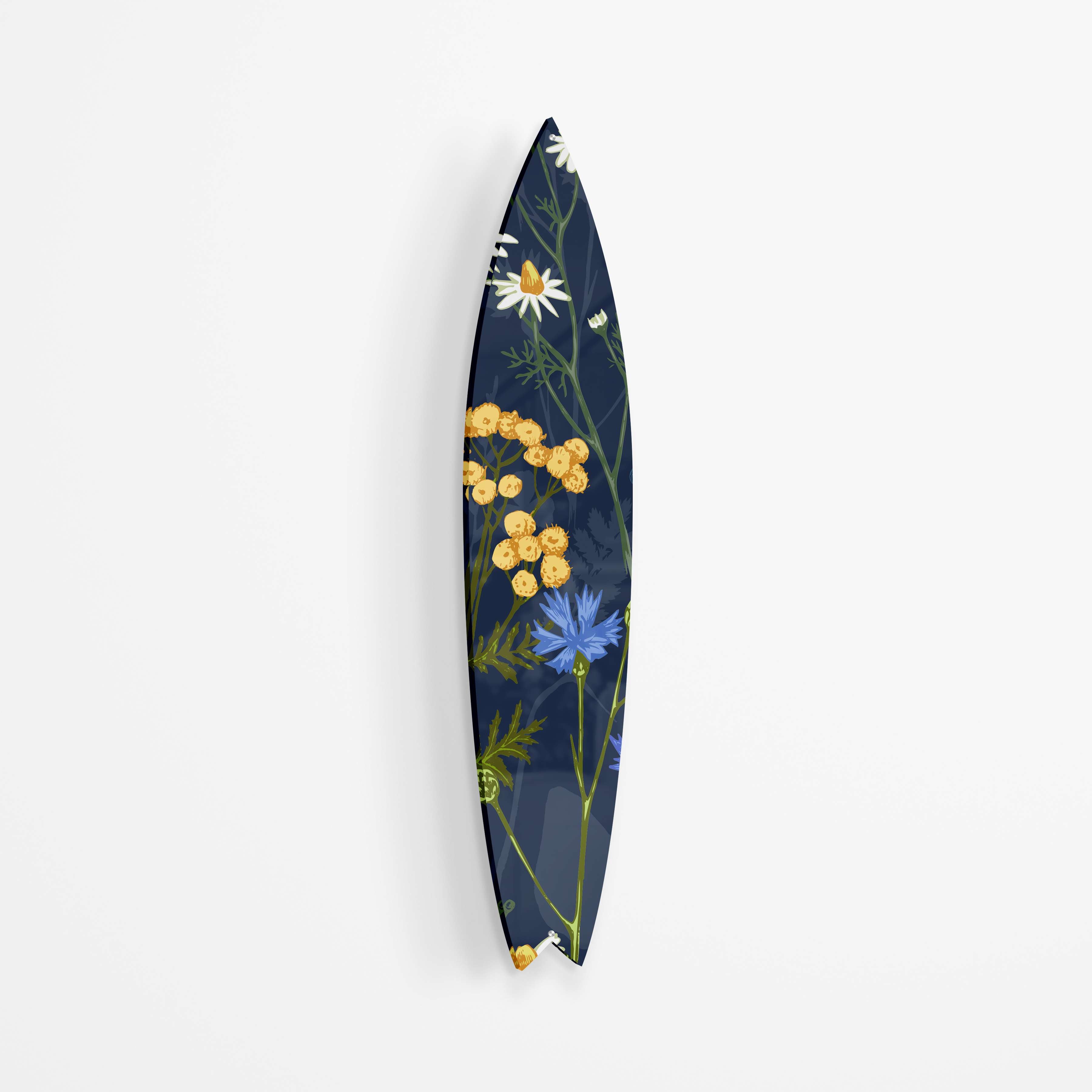 Colorful Herbs and Flowers on Dark Background Acrylic Surfboard Wall Art - Decor Addict, LLC