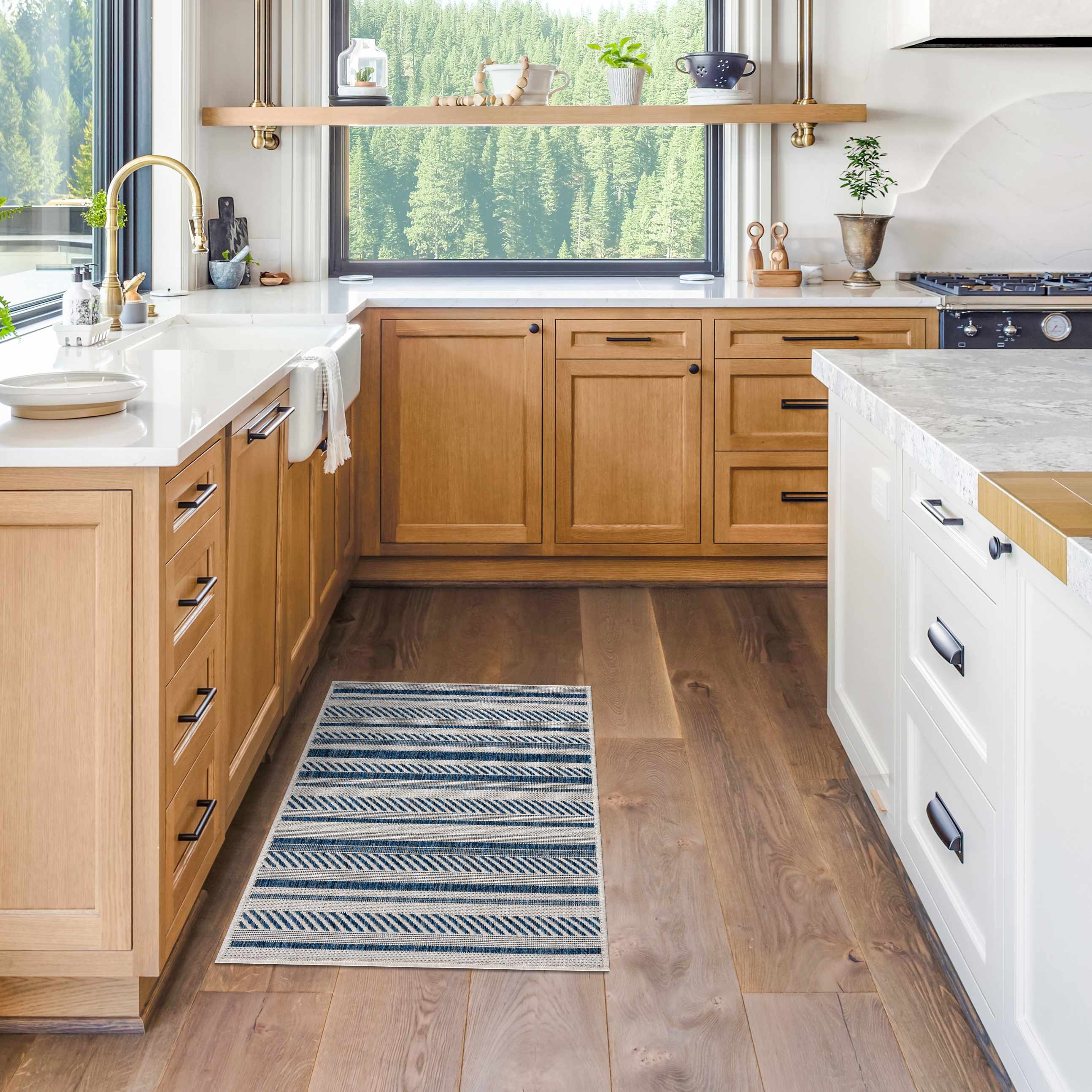 Olin White&Blue Performance Rug - Decor Addict, LLC