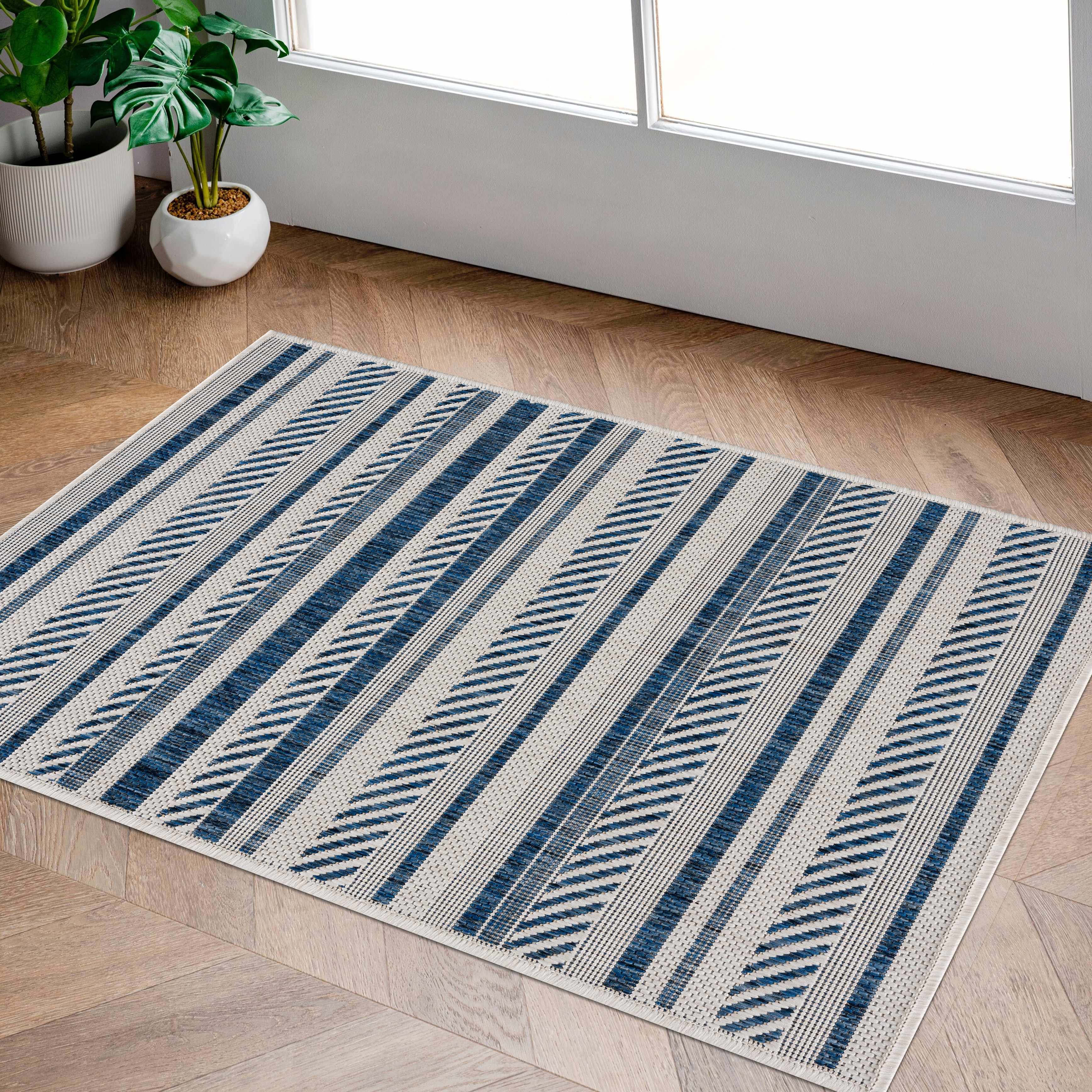 Olin White&Blue Performance Rug - Decor Addict, LLC