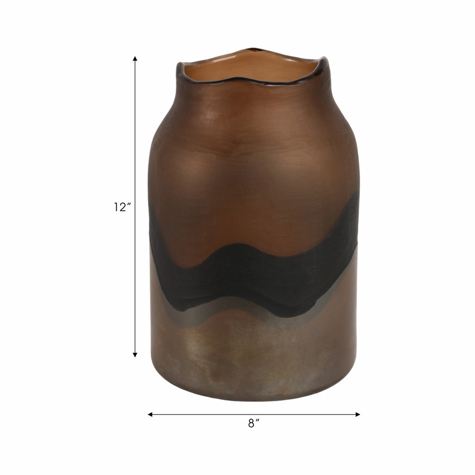12" Mason Medium Brown Glass Vase - Decor Addict, LLC
