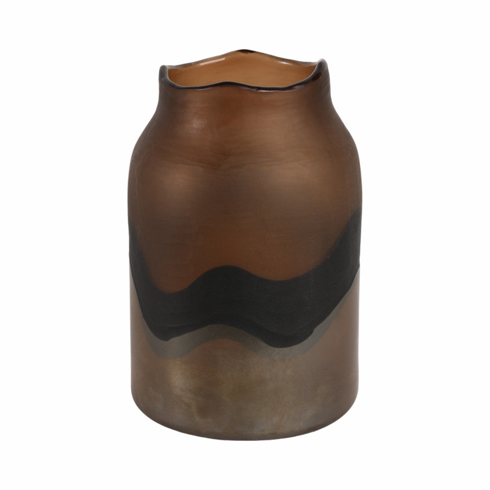 12" Mason Medium Brown Glass Vase - Decor Addict, LLC