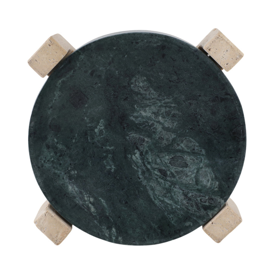 12" Archer Small Green Marble and Travertine Tray - Decor Addict, LLC