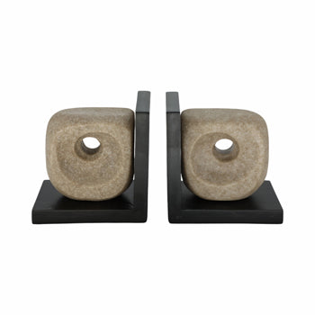 6" FLOWOOD BROWN QUARTZ RESIN BOOKENDS - Decor Addict, LLC