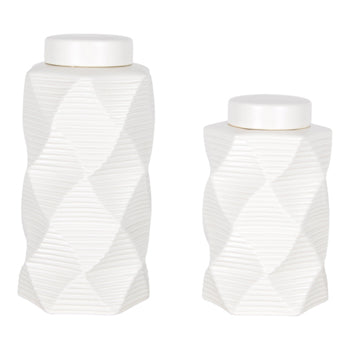 S/2 10/13" SALZBURGE WHITE JARS - Decor Addict, LLC