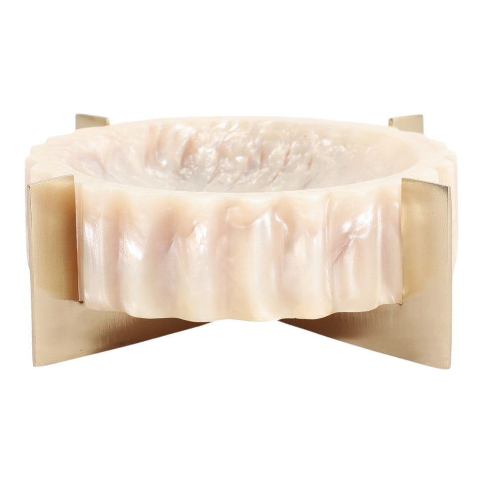 8" Cecil White Mica Resin Jewelry Bowl - Decor Addict, LLC