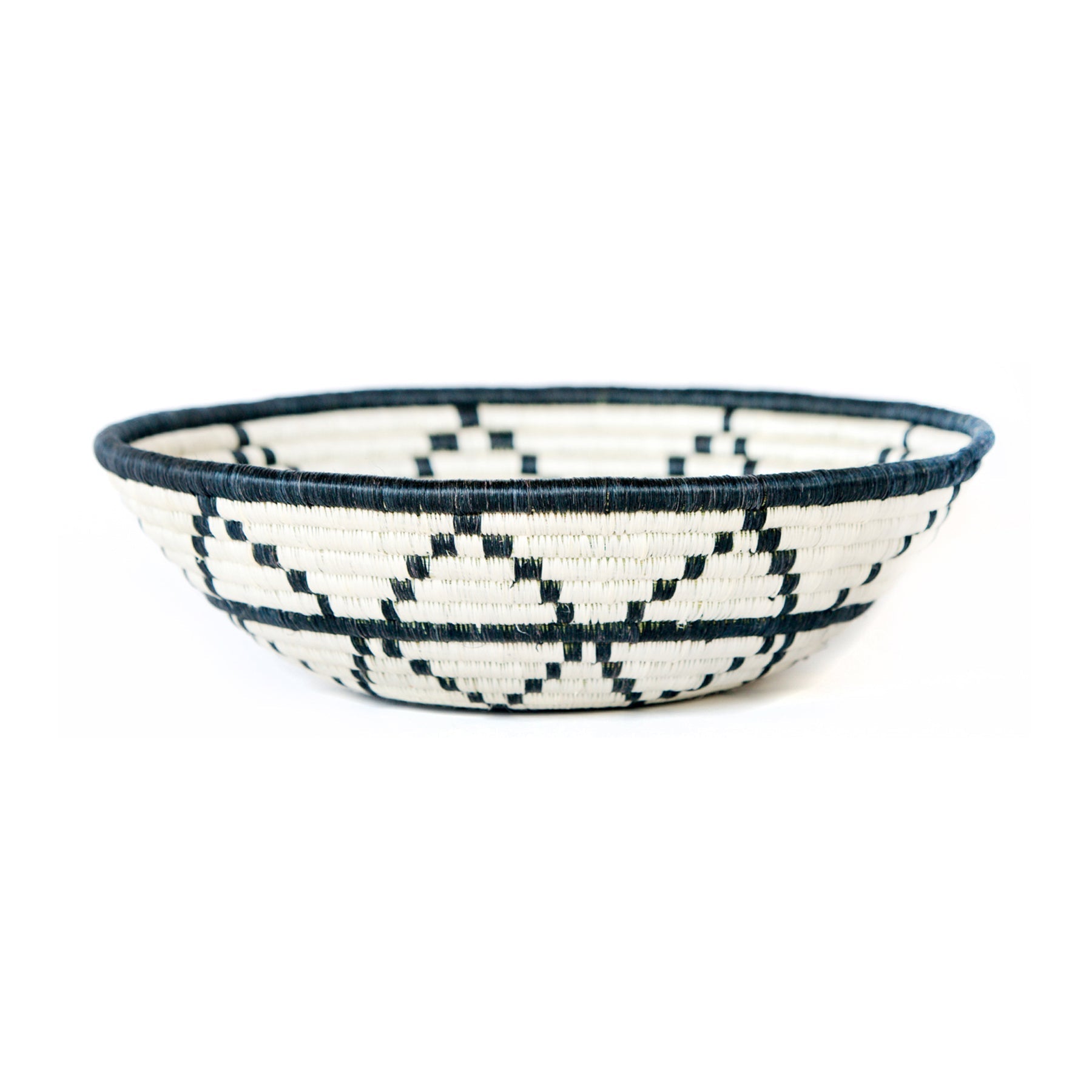 12" Large Black & White Thousand Hills Round Basket - Decor Addict, LLC