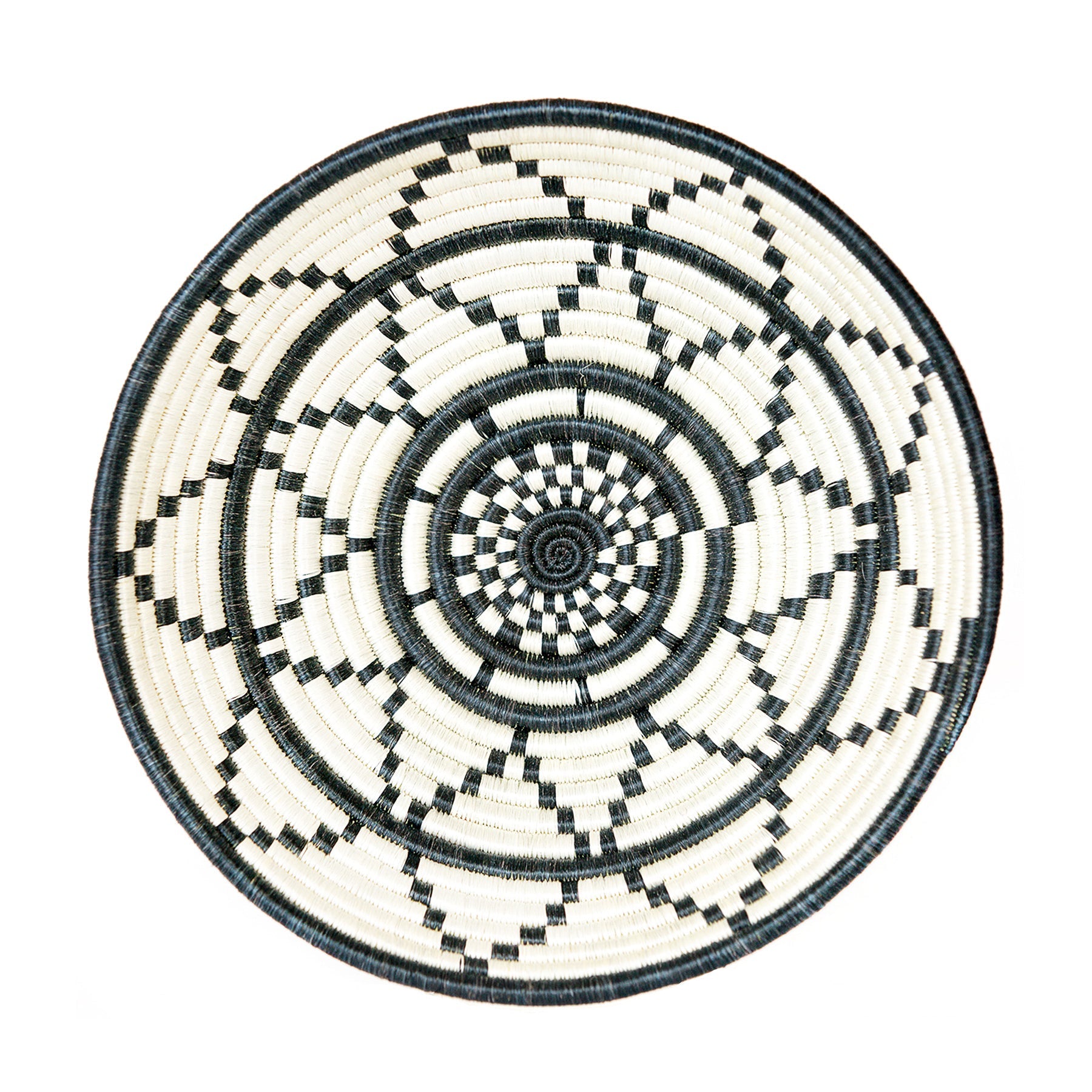 12" Large Black & White Thousand Hills Round Basket - Decor Addict, LLC