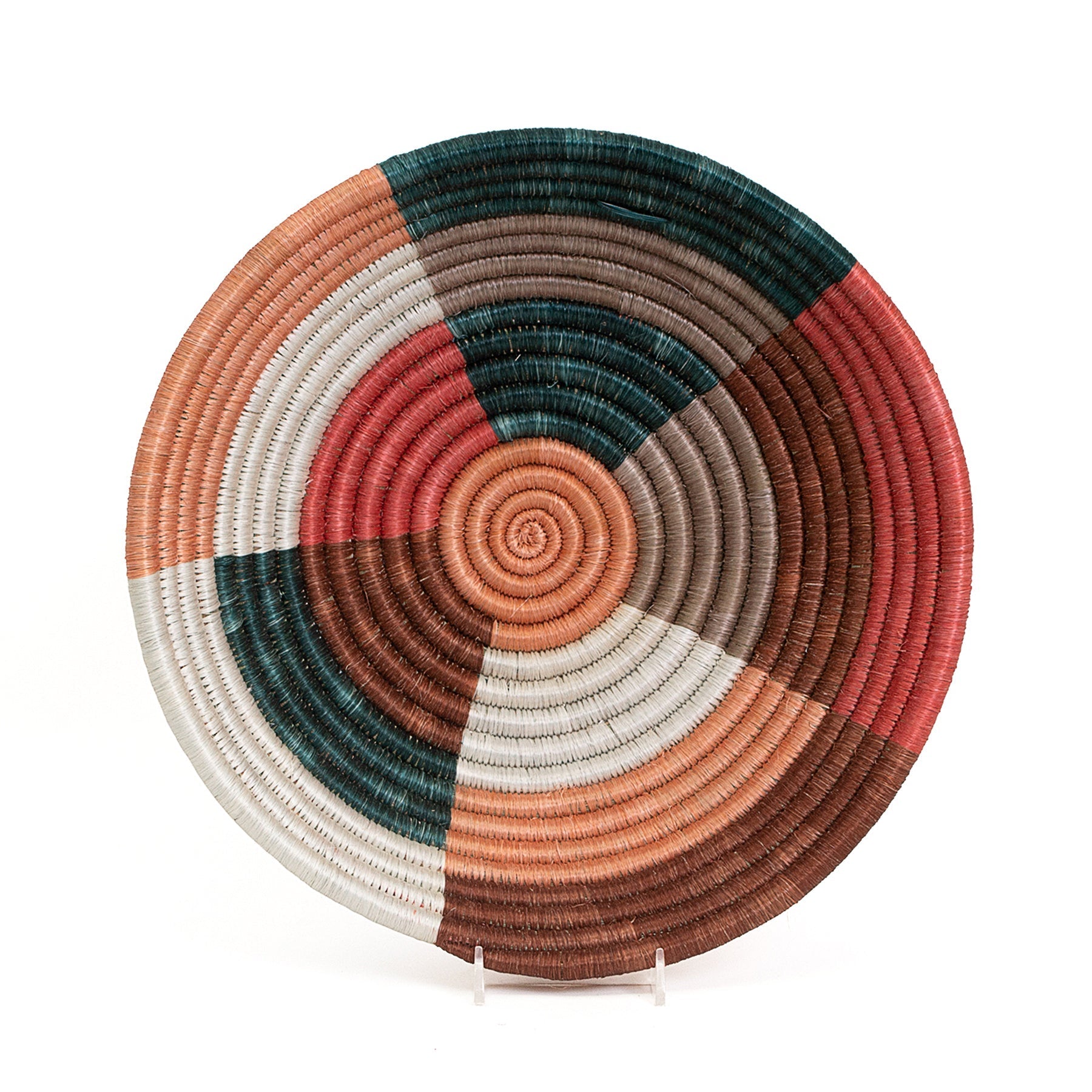 12" Large Coral & Clay Umuseke Round Basket - Decor Addict, LLC