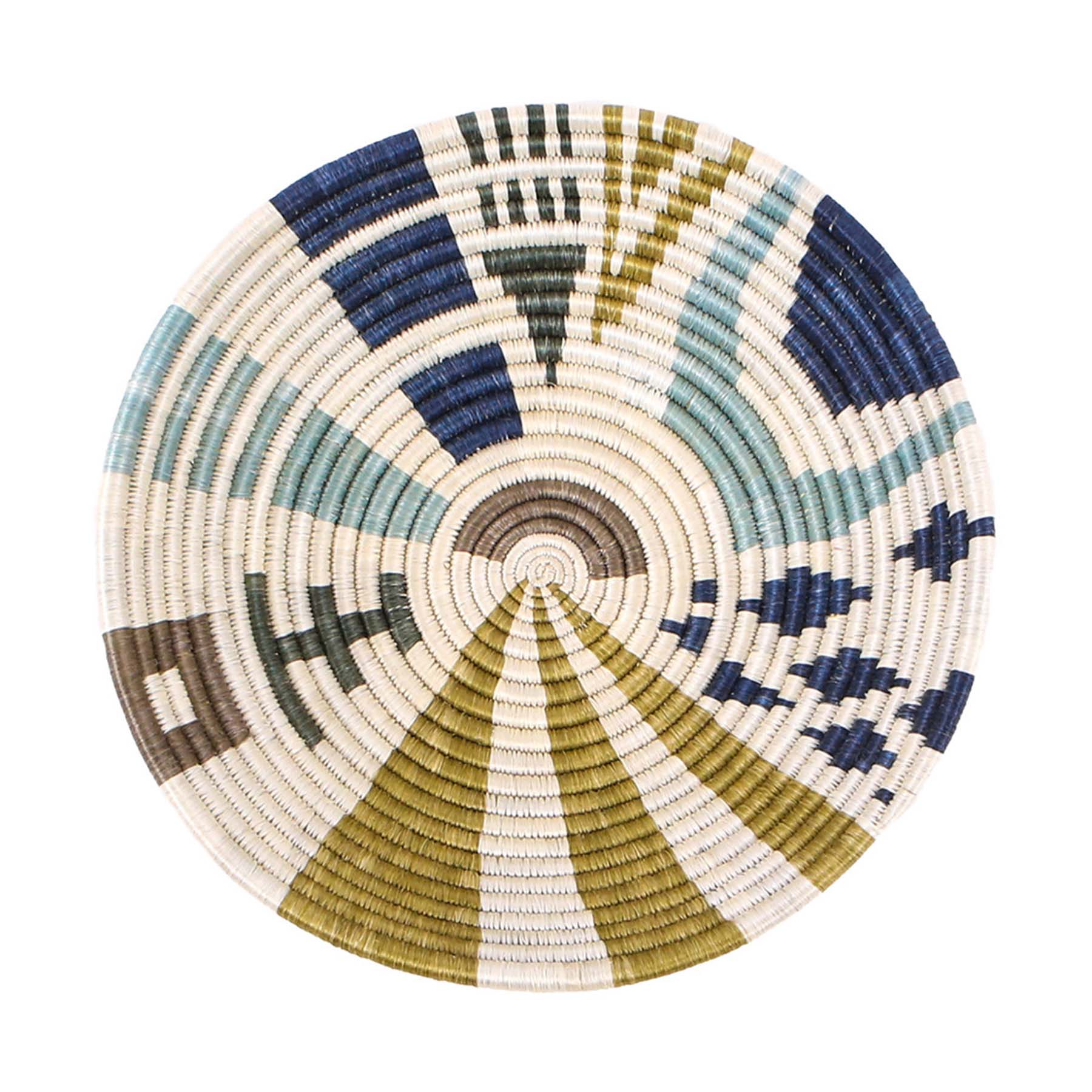 12" Large Silver Blue Biko Round Basket - Decor Addict, LLC