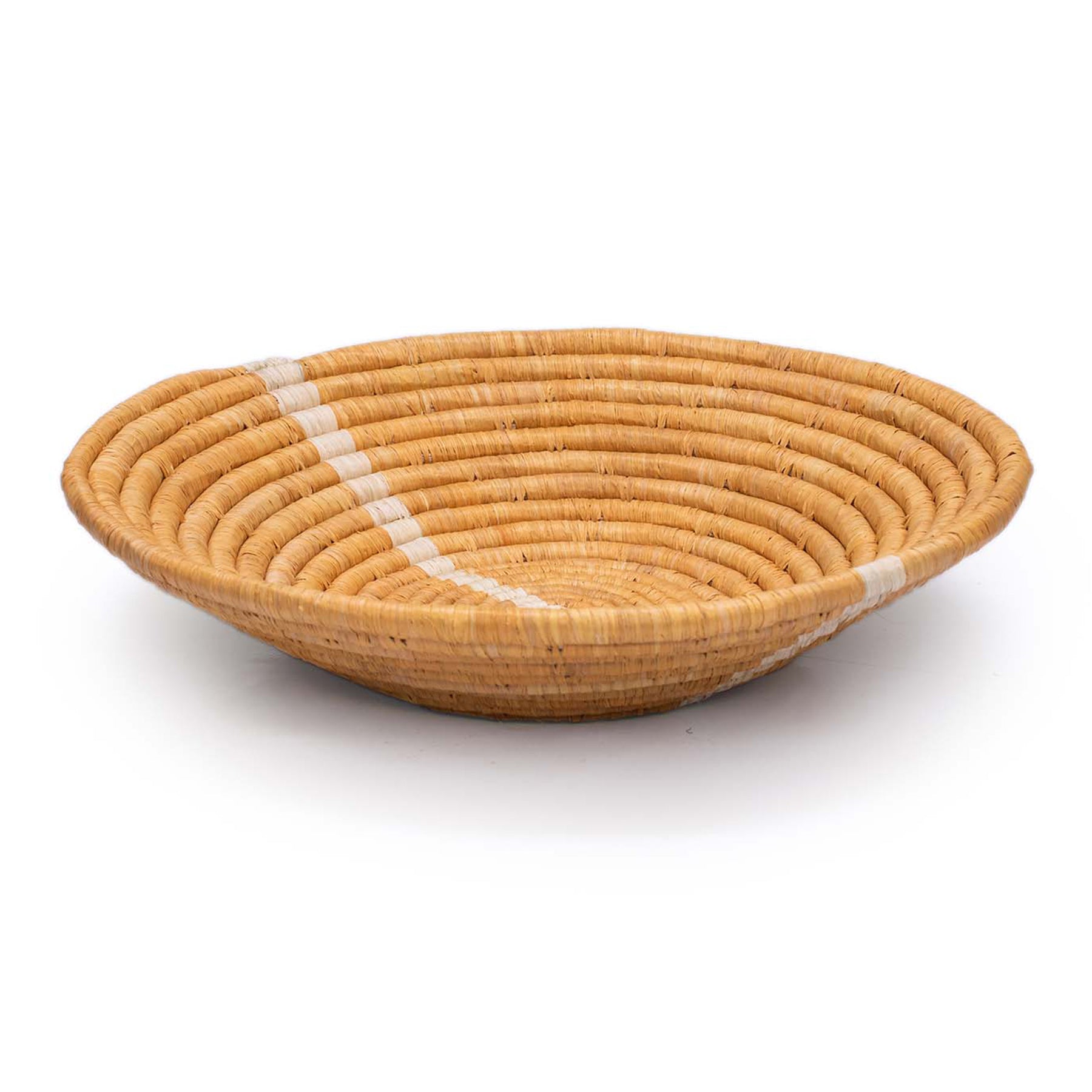 12" Large Tan Striped Round Basket - Decor Addict, LLC