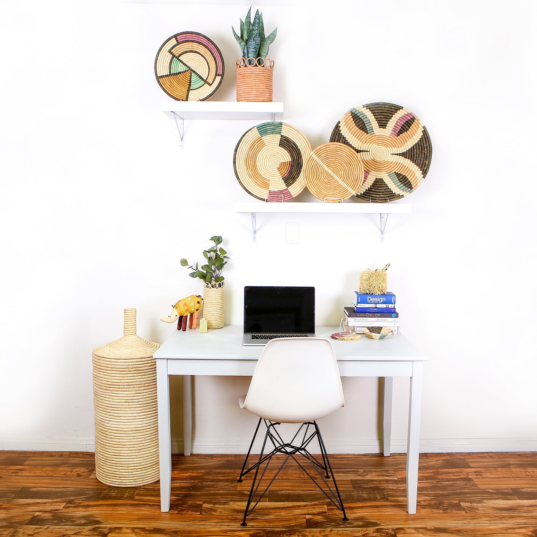 21" Large Lilac & Neutrals Tabia Woven Wall Art Plate - Decor Addict, LLC