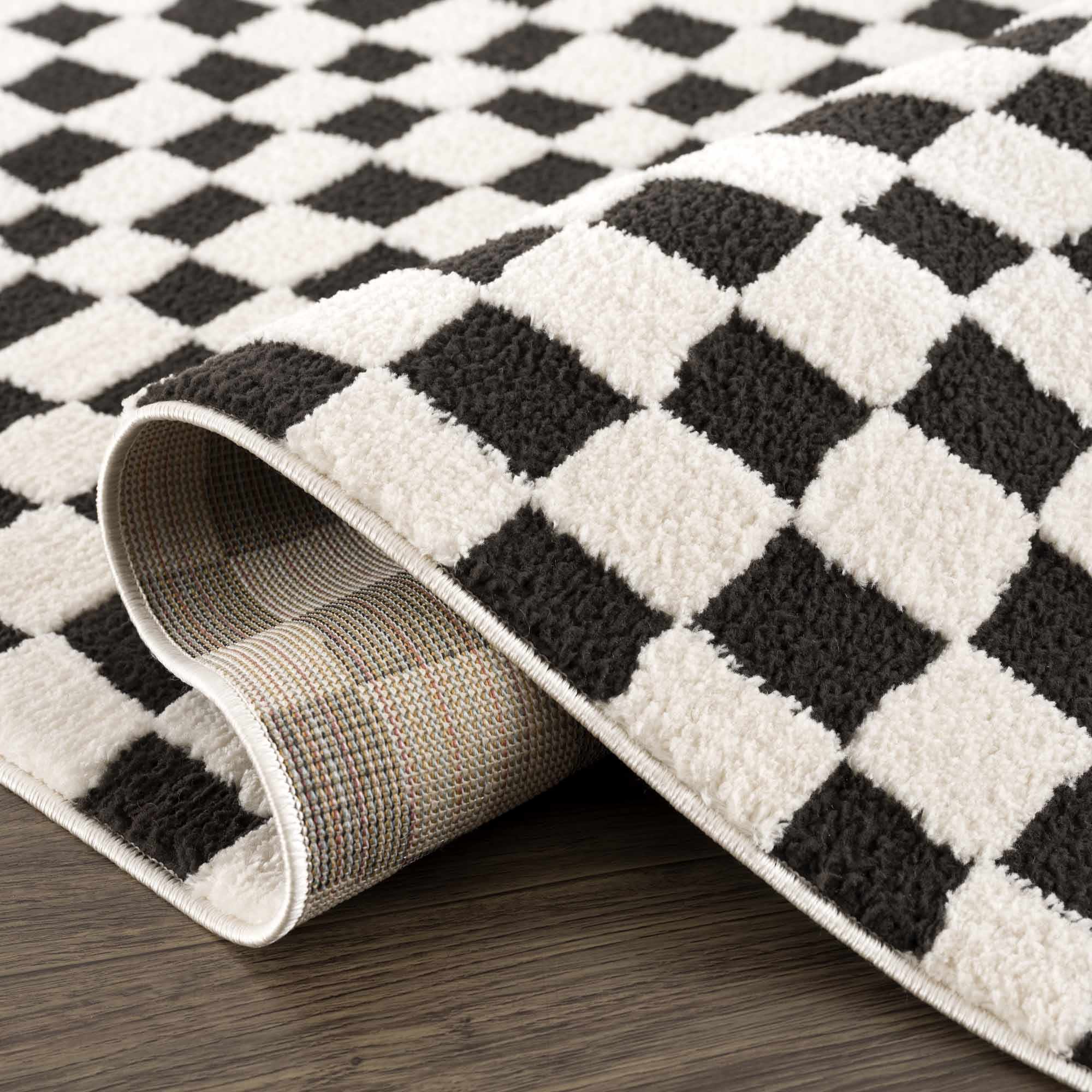 Lajos Black & White Checkered Area Rug - Decor Addict, LLC