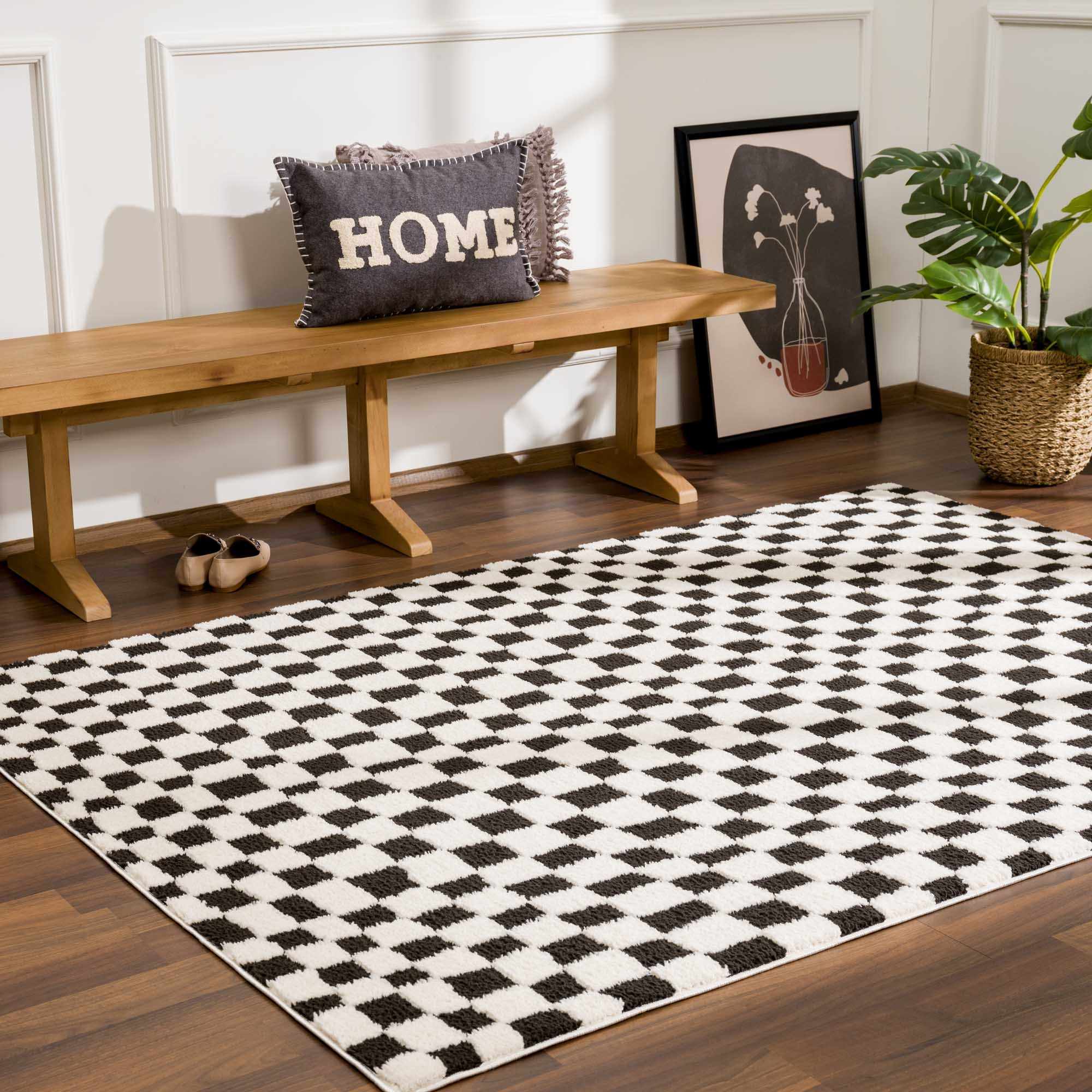 Lajos Black & White Checkered Area Rug - Decor Addict, LLC