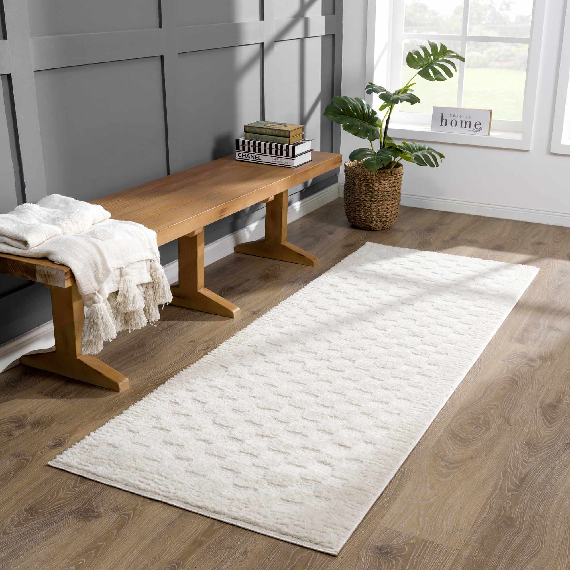 Leryn Ivory Checkered Area Rug - Decor Addict, LLC