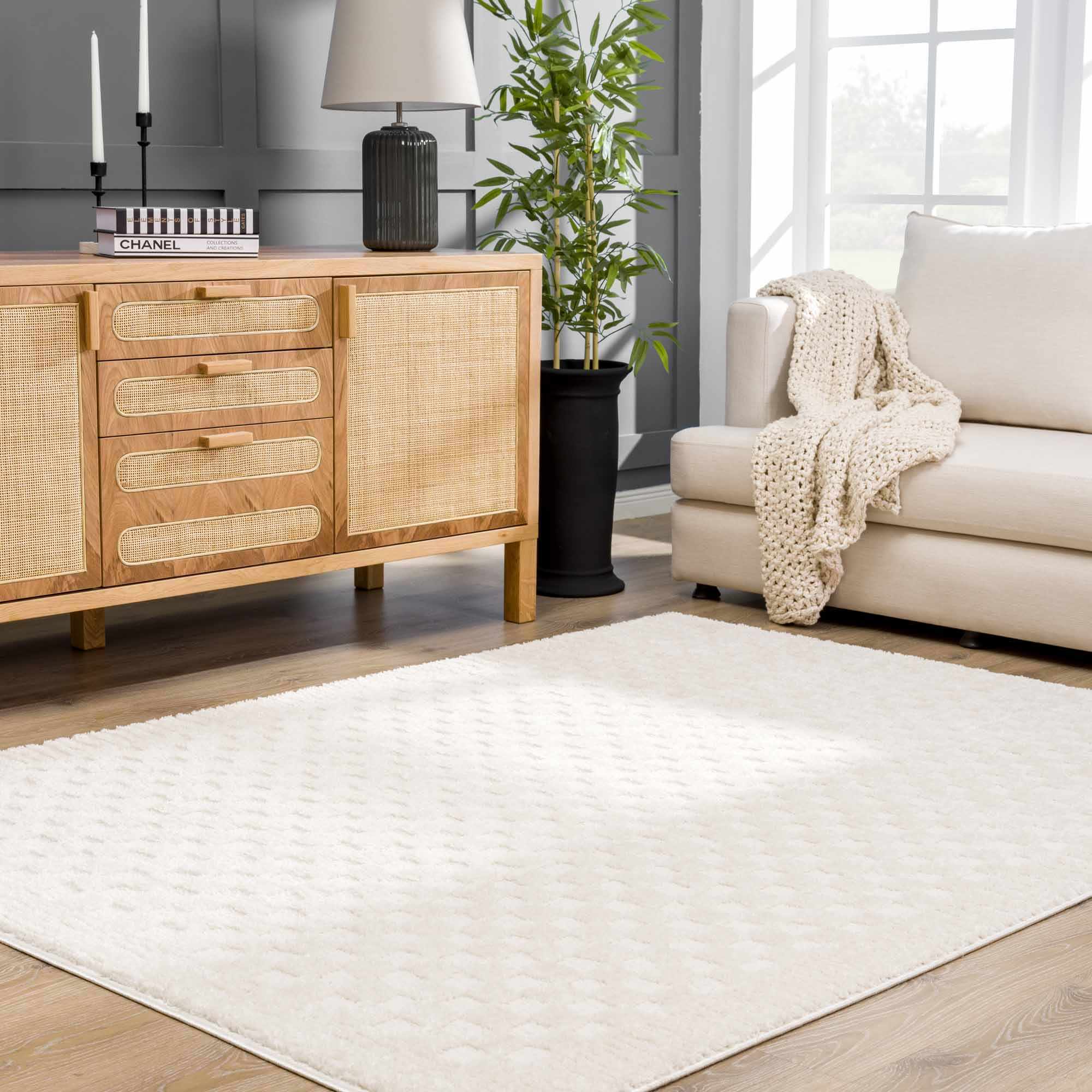 Leryn Ivory Checkered Area Rug - Decor Addict, LLC
