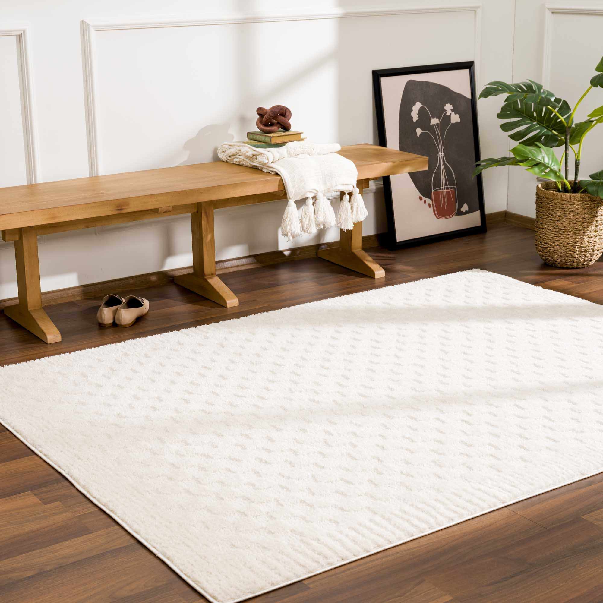Leryn Ivory Checkered Area Rug - Decor Addict, LLC