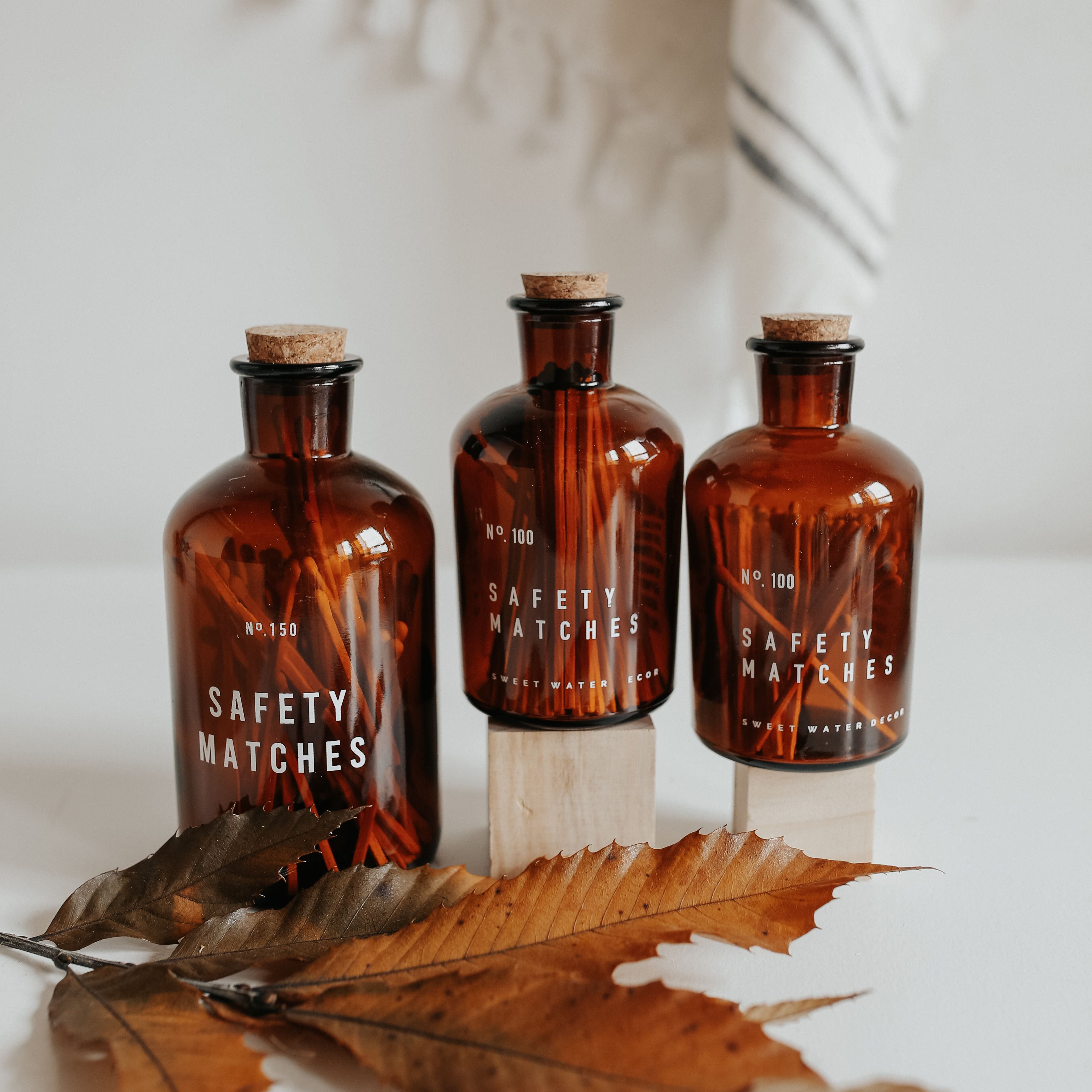 White Tip Medium Amber Apothecary Safety Matches - 100 Count, 3" - Decor Addict, LLC