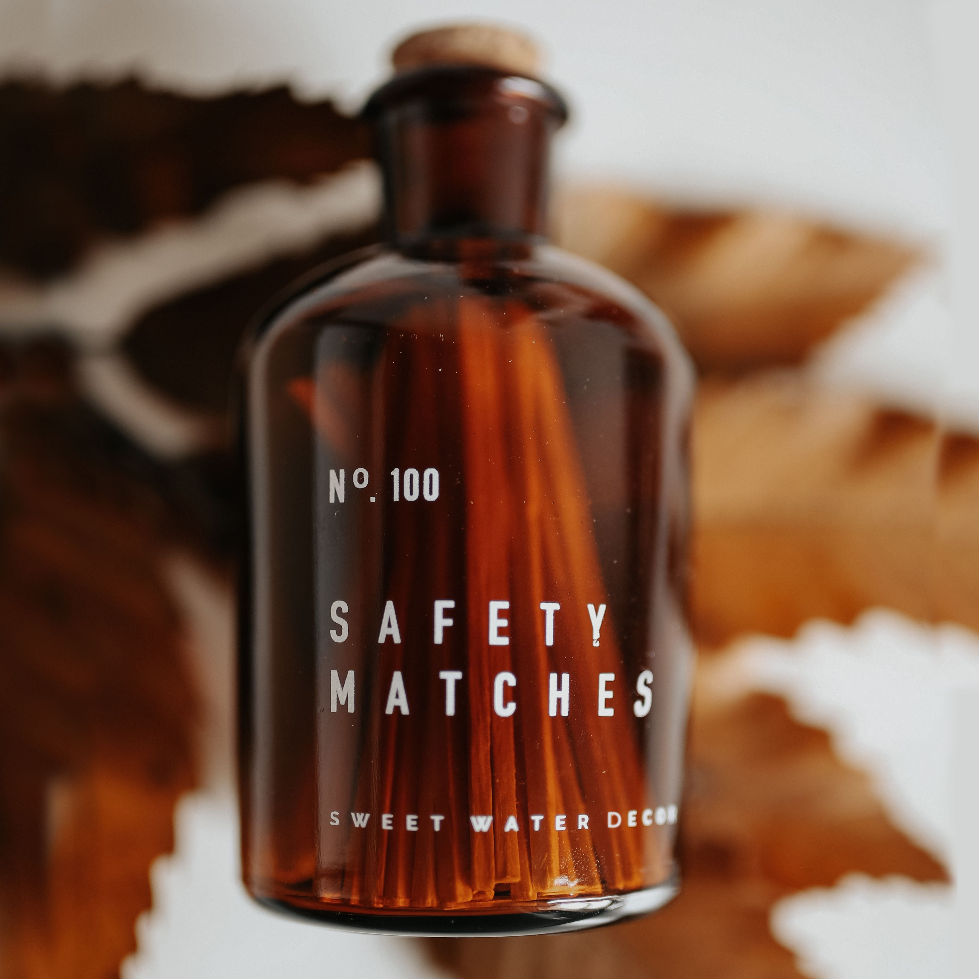 Black Tip Medium Amber Apothecary Safety Matches - 100 Count, 3" - Decor Addict, LLC