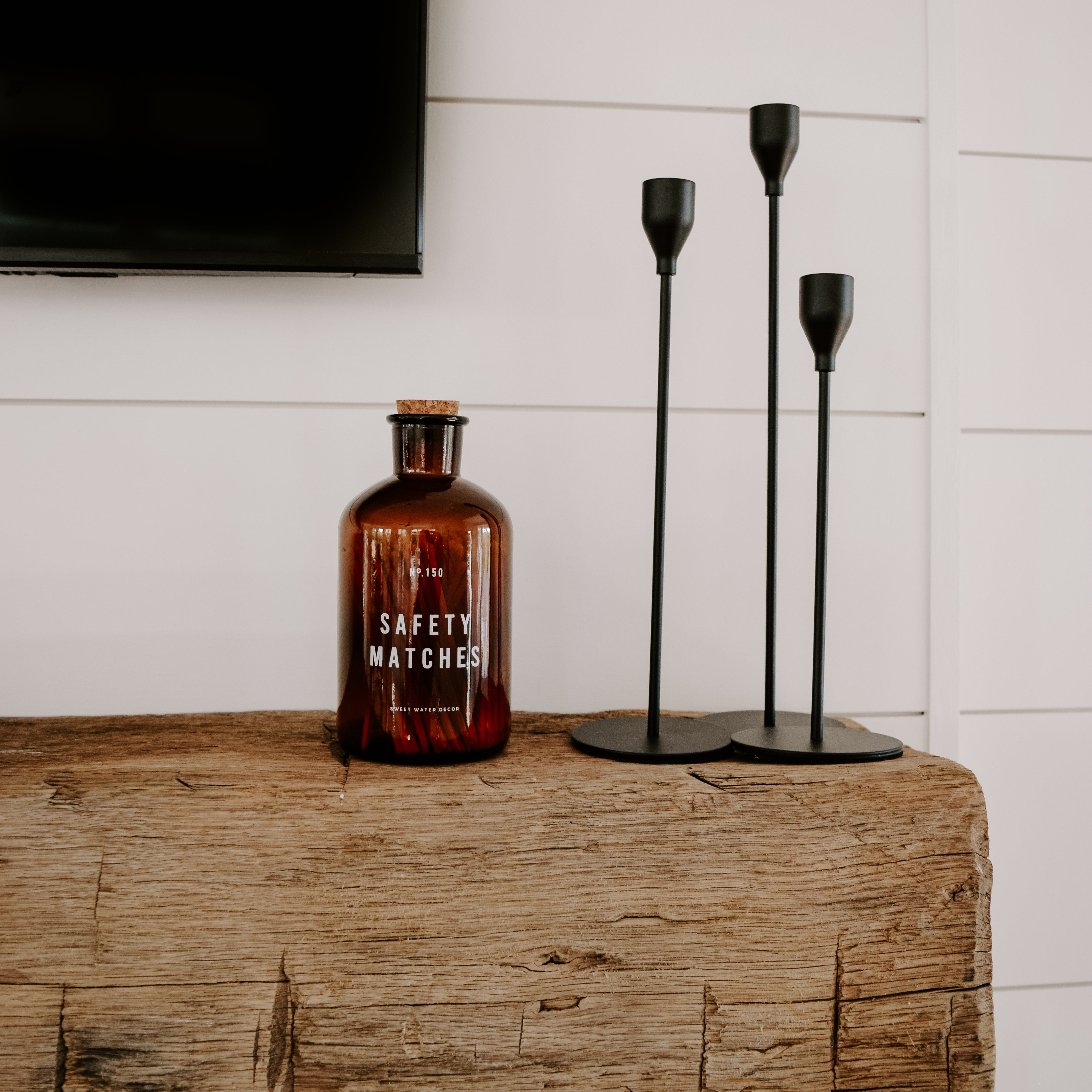 Black Tip Large Amber Apothecary Safety Matches - 150 Count, 4" - Decor Addict, LLC