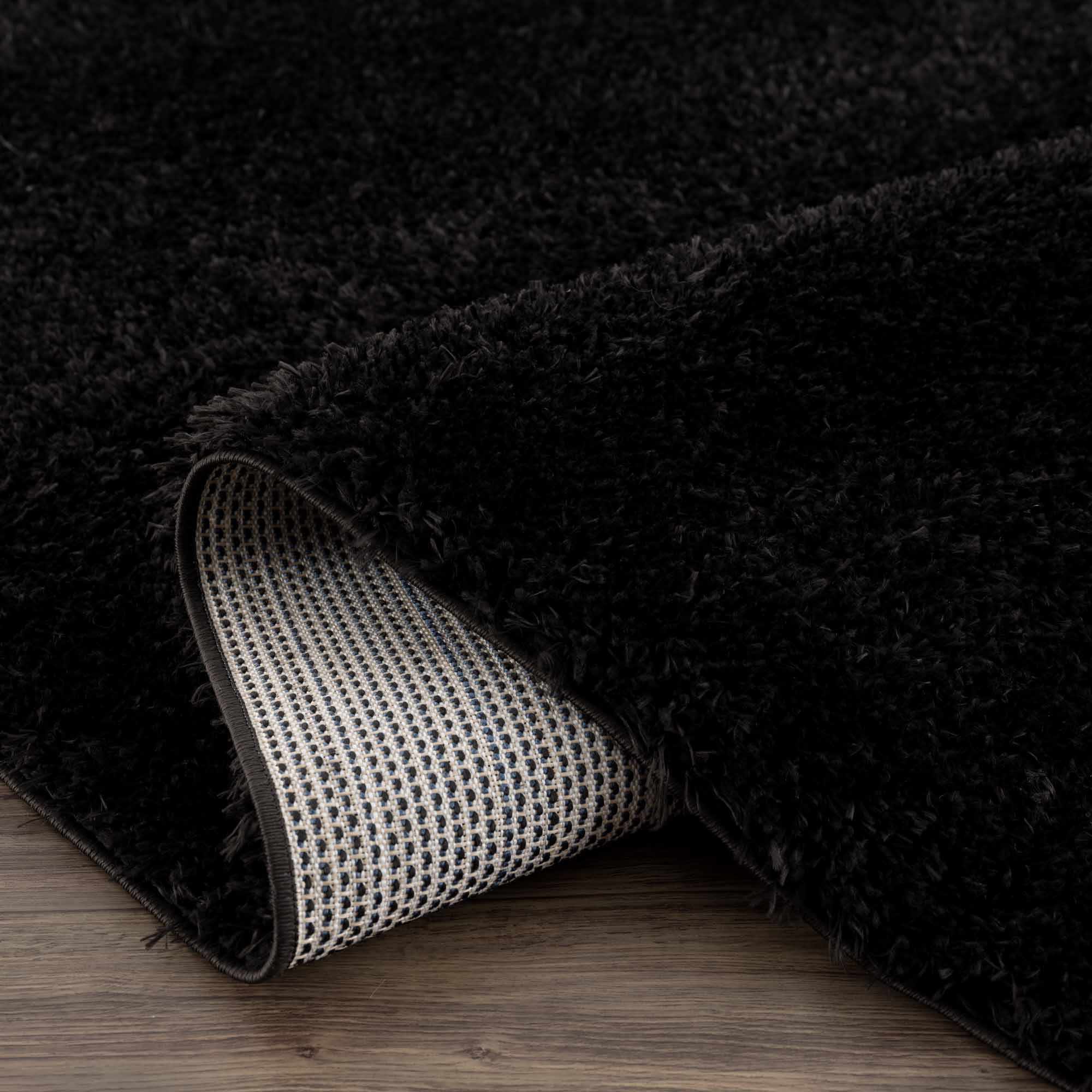 Faina Solid Black Shag Rug Washable - Decor Addict, LLC