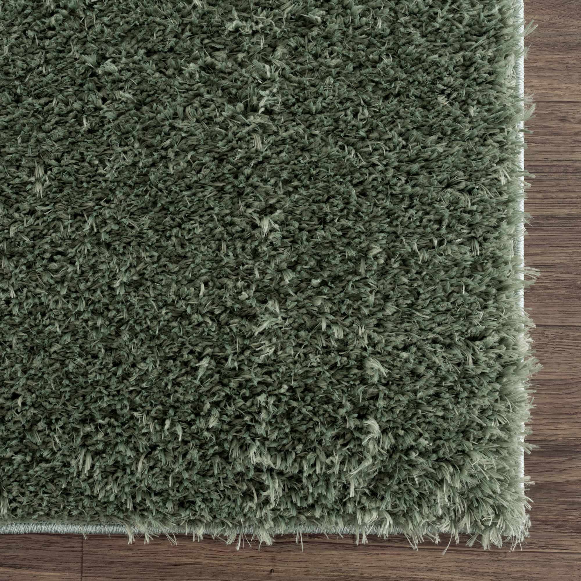 Faina Solid Green Shag Rug Washable - Decor Addict, LLC