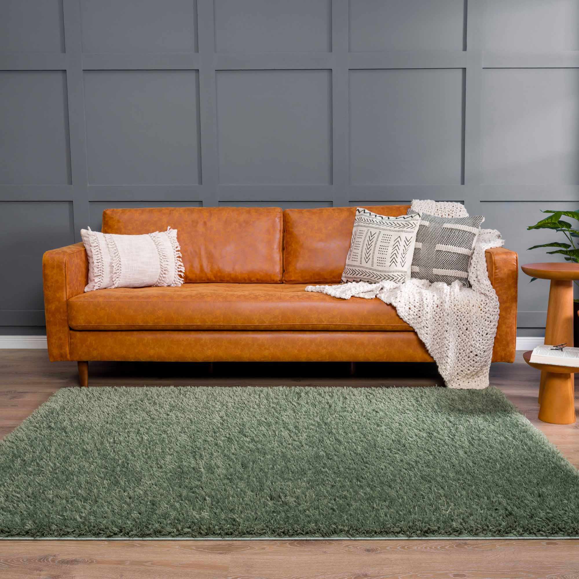 Faina Solid Green Shag Rug Washable - Decor Addict, LLC