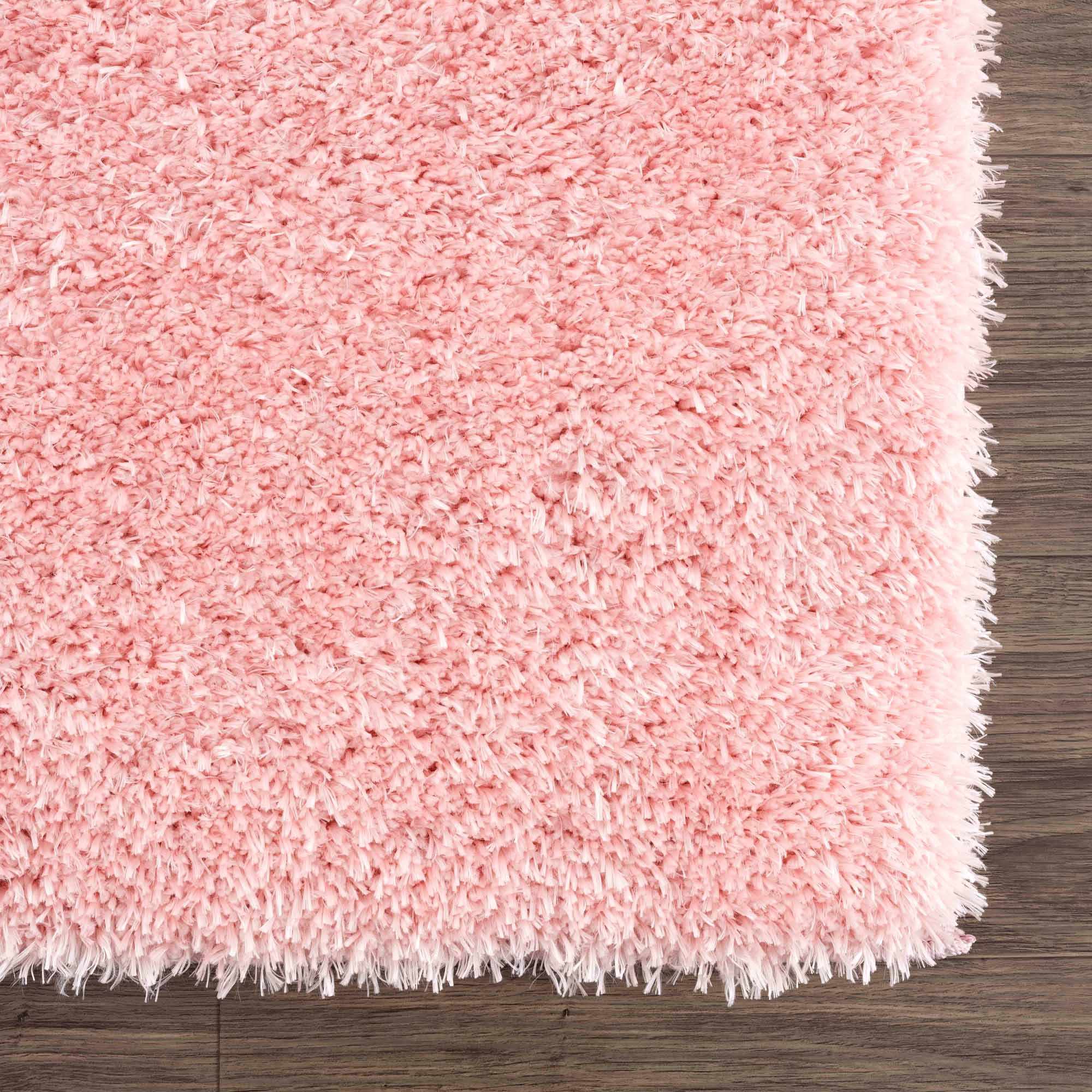 Faina Solid Pink Shag Rug Washable - Decor Addict, LLC