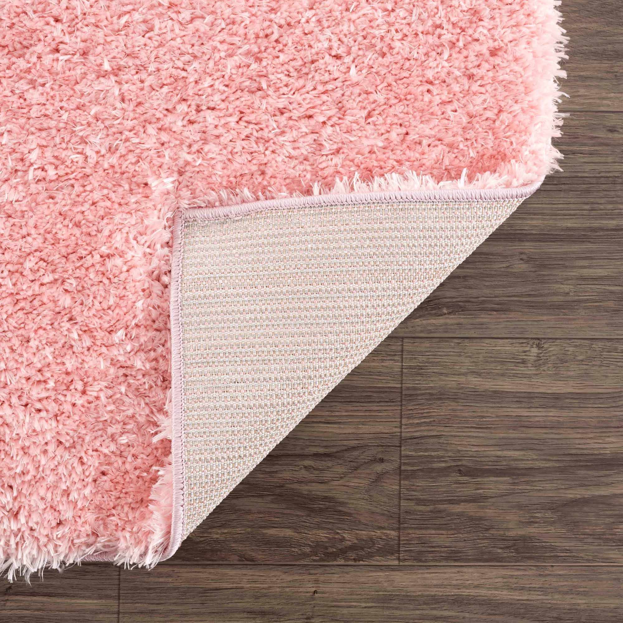 Faina Solid Pink Shag Rug Washable - Decor Addict, LLC