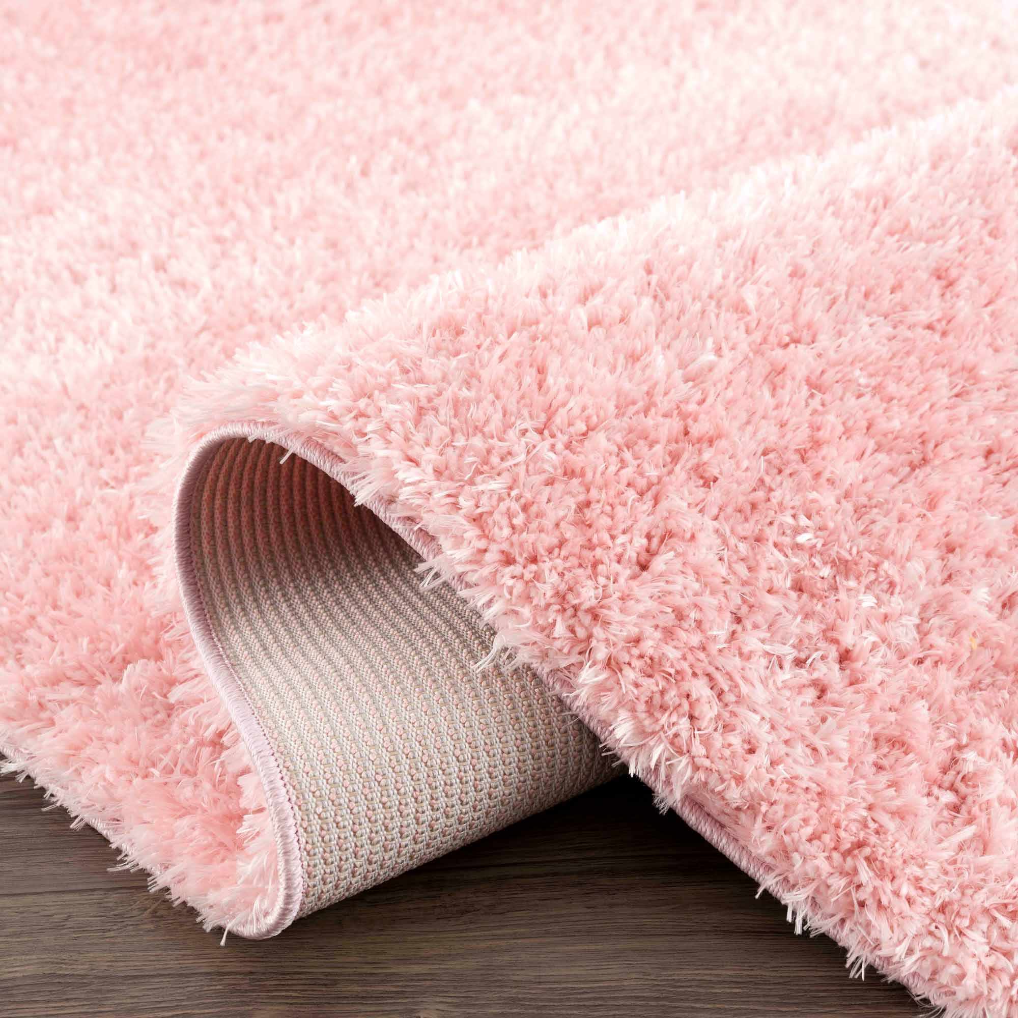 Faina Solid Pink Shag Rug Washable - Decor Addict, LLC
