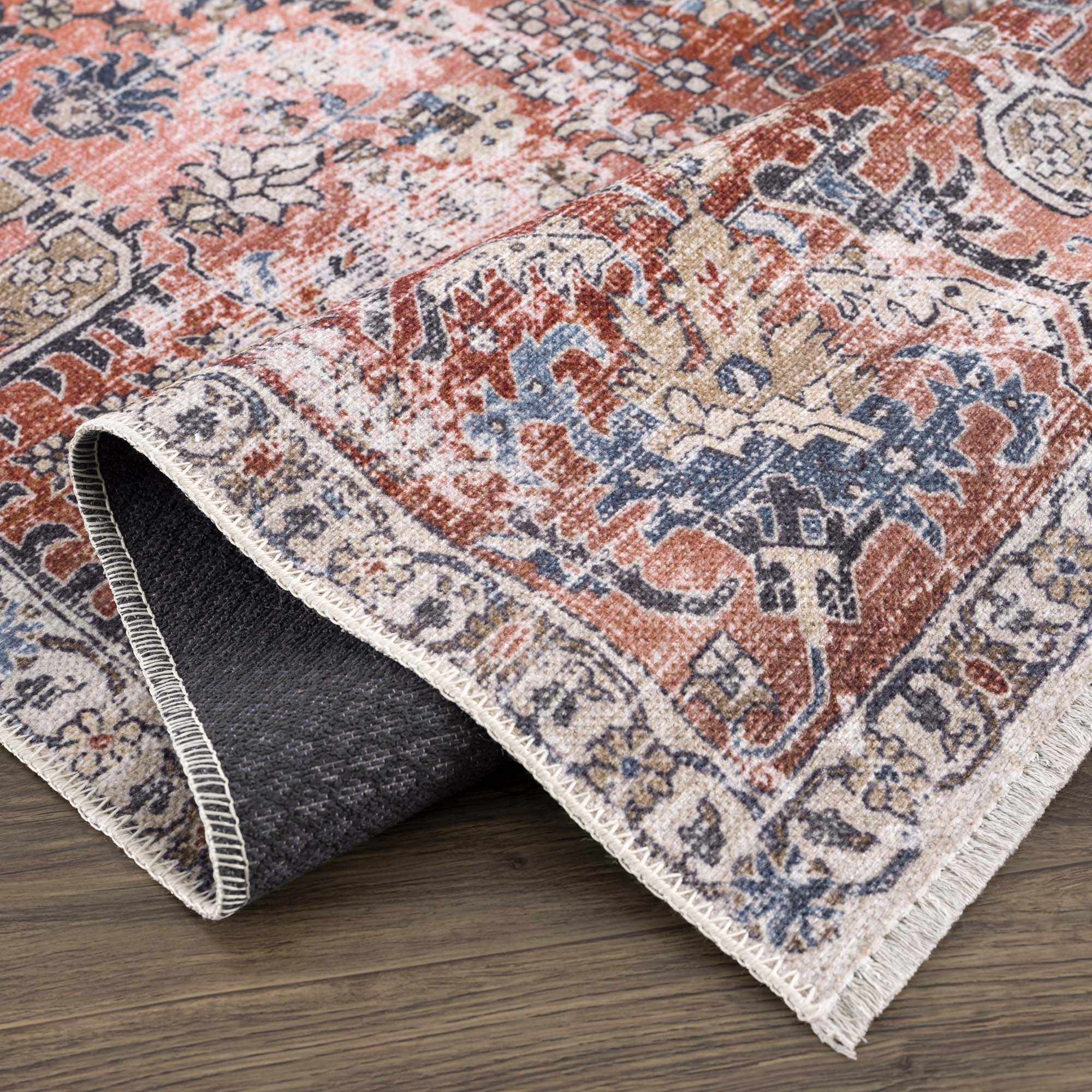 Burgundy Holi-2303 Washable Area Rug - Decor Addict, LLC