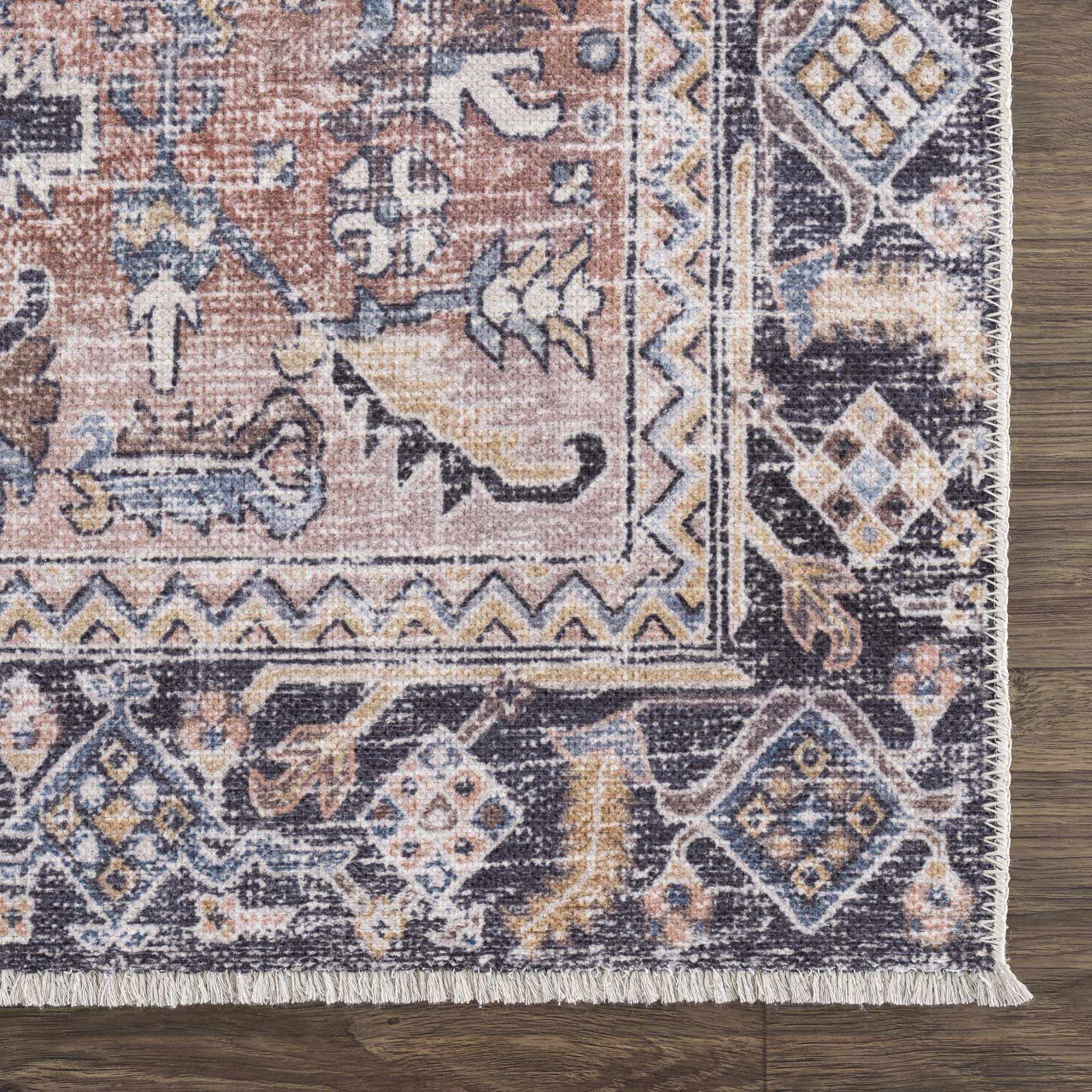 Peach Holi-2305 Washable Area Rug - Decor Addict, LLC