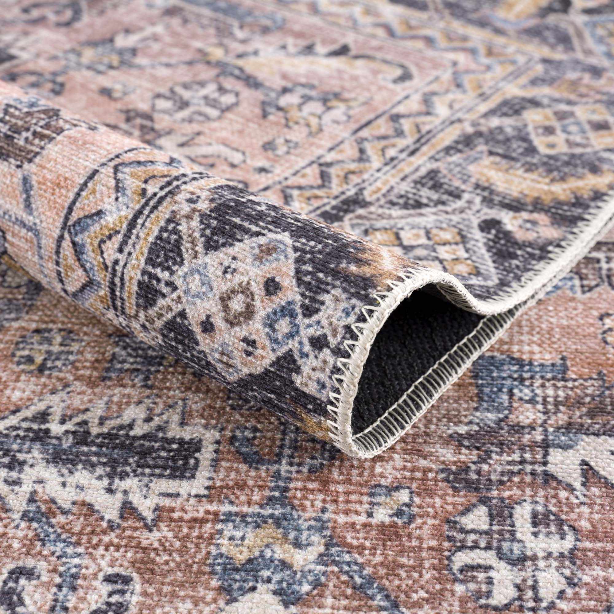 Peach Holi-2305 Washable Area Rug - Decor Addict, LLC