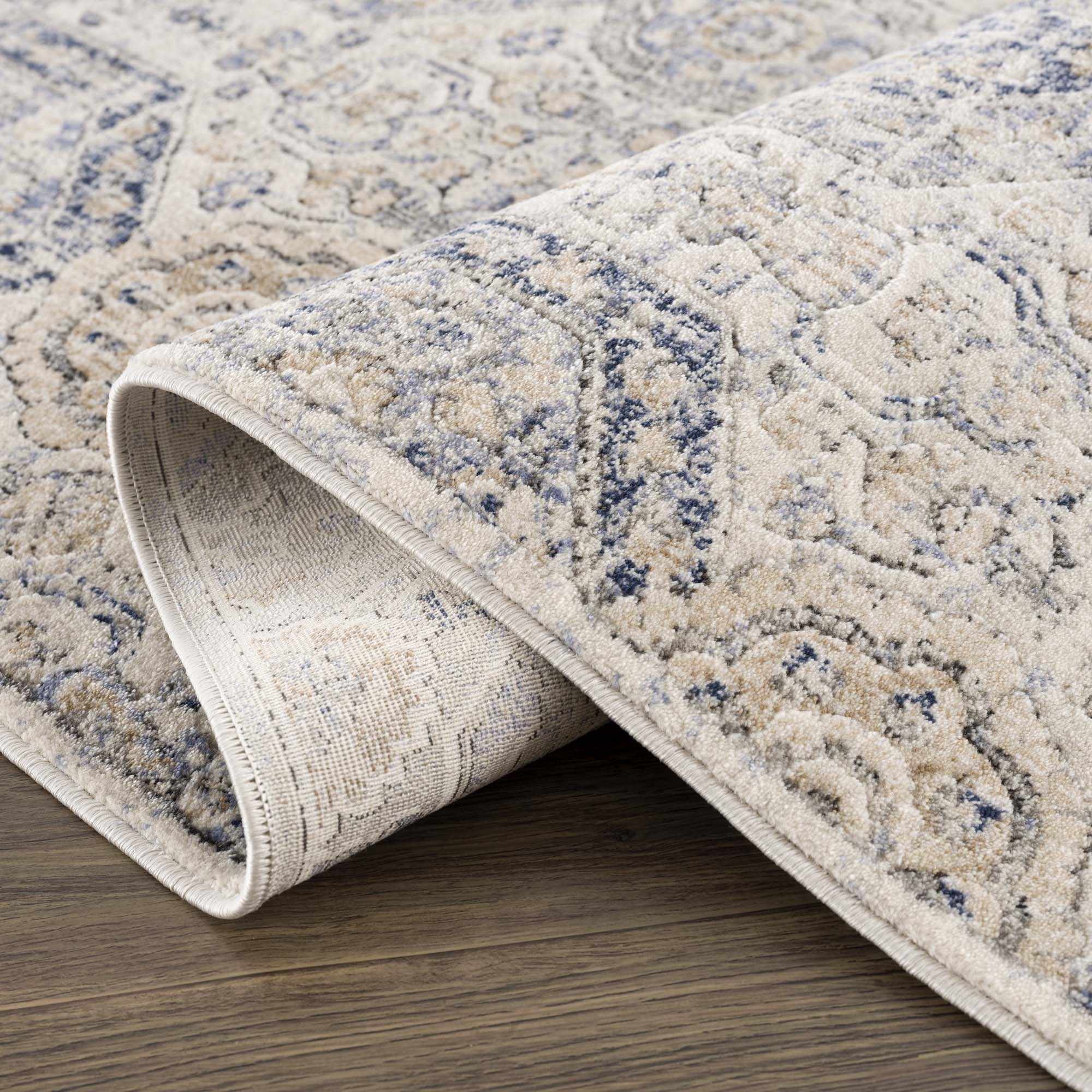 Parkerfield Cream & Blue Area Rug - Decor Addict, LLC