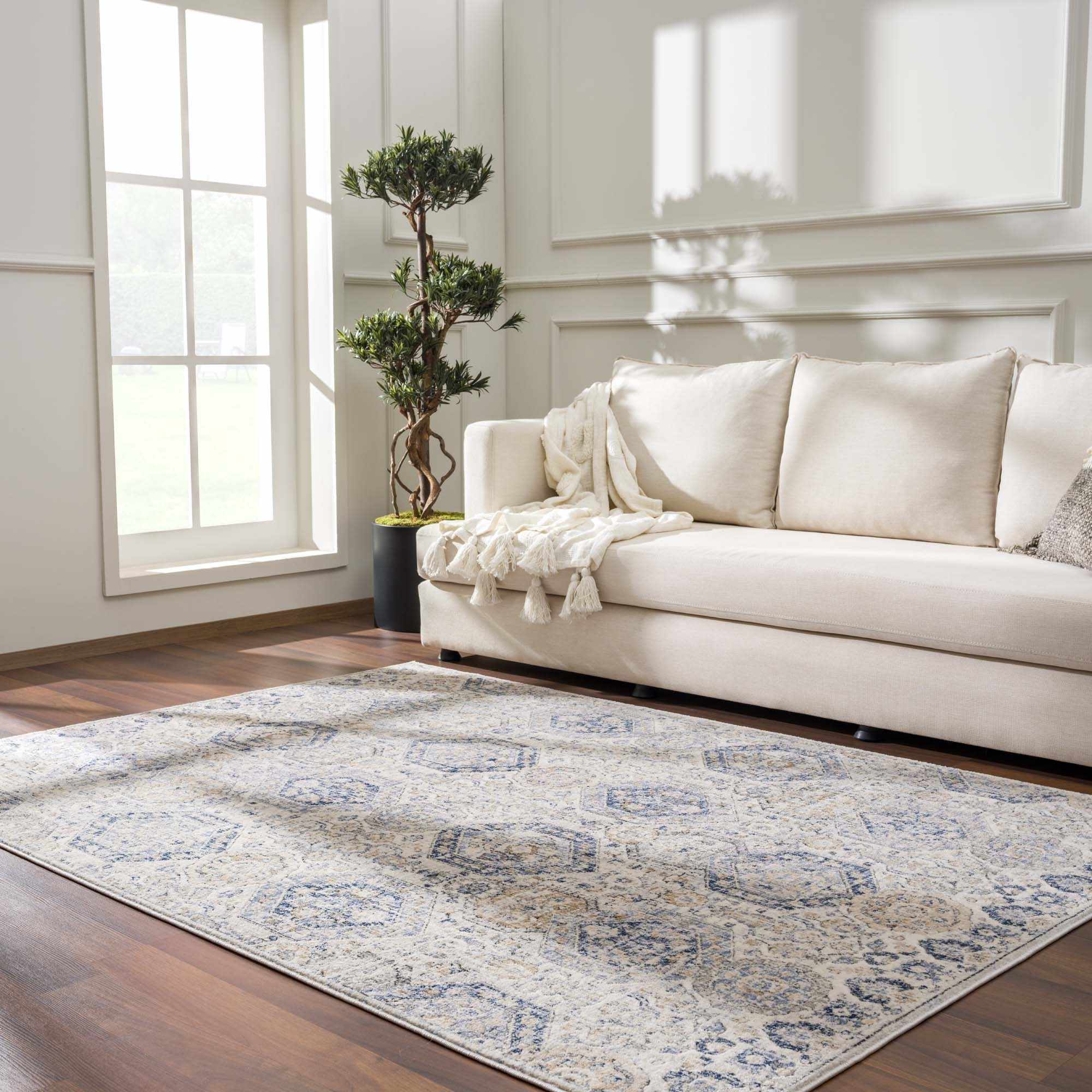 Parkerfield Cream & Blue Area Rug - Decor Addict, LLC