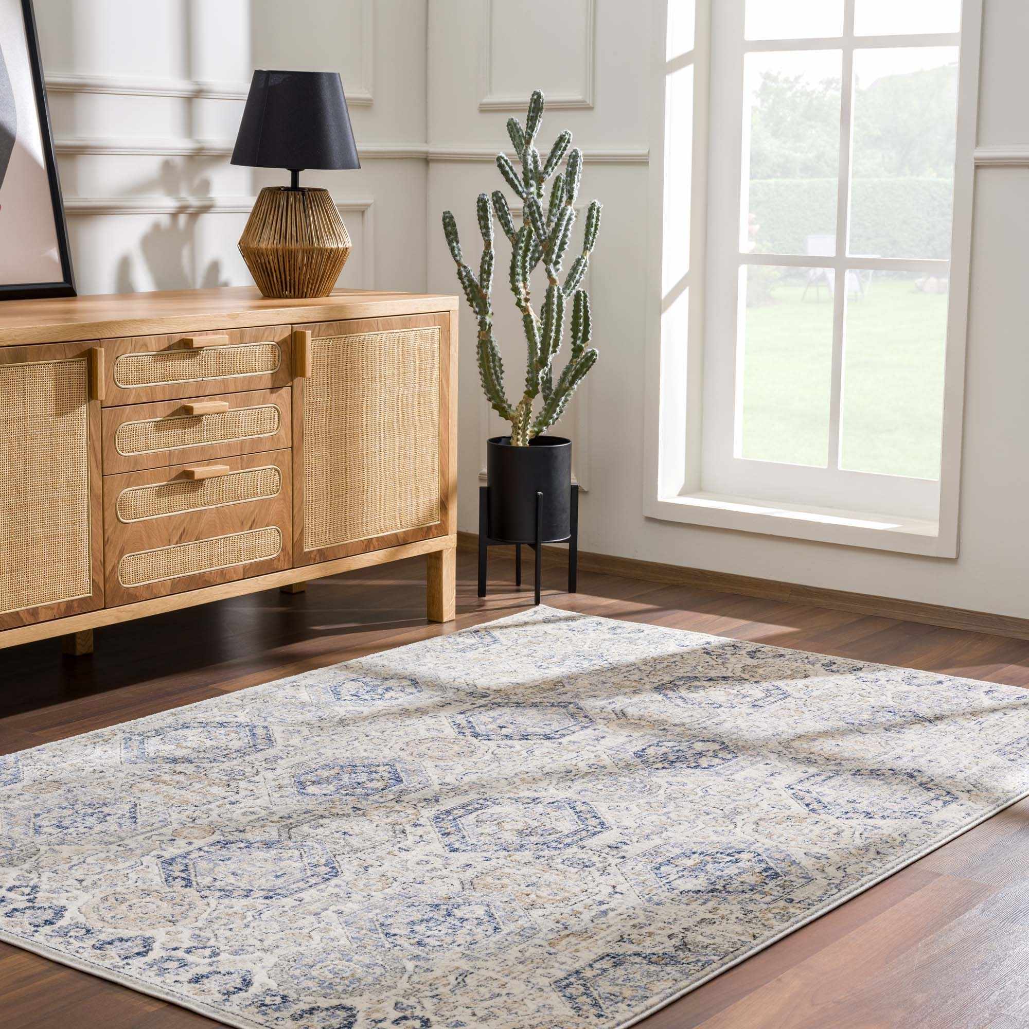 Parkerfield Cream & Blue Area Rug - Decor Addict, LLC