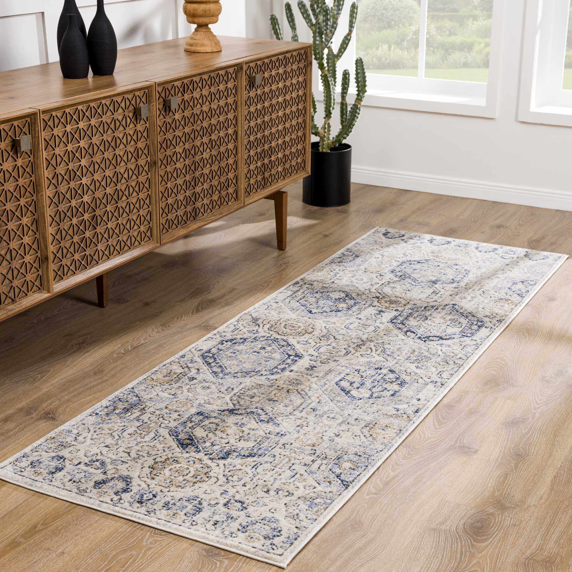 Parkerfield Cream & Blue Area Rug - Decor Addict, LLC