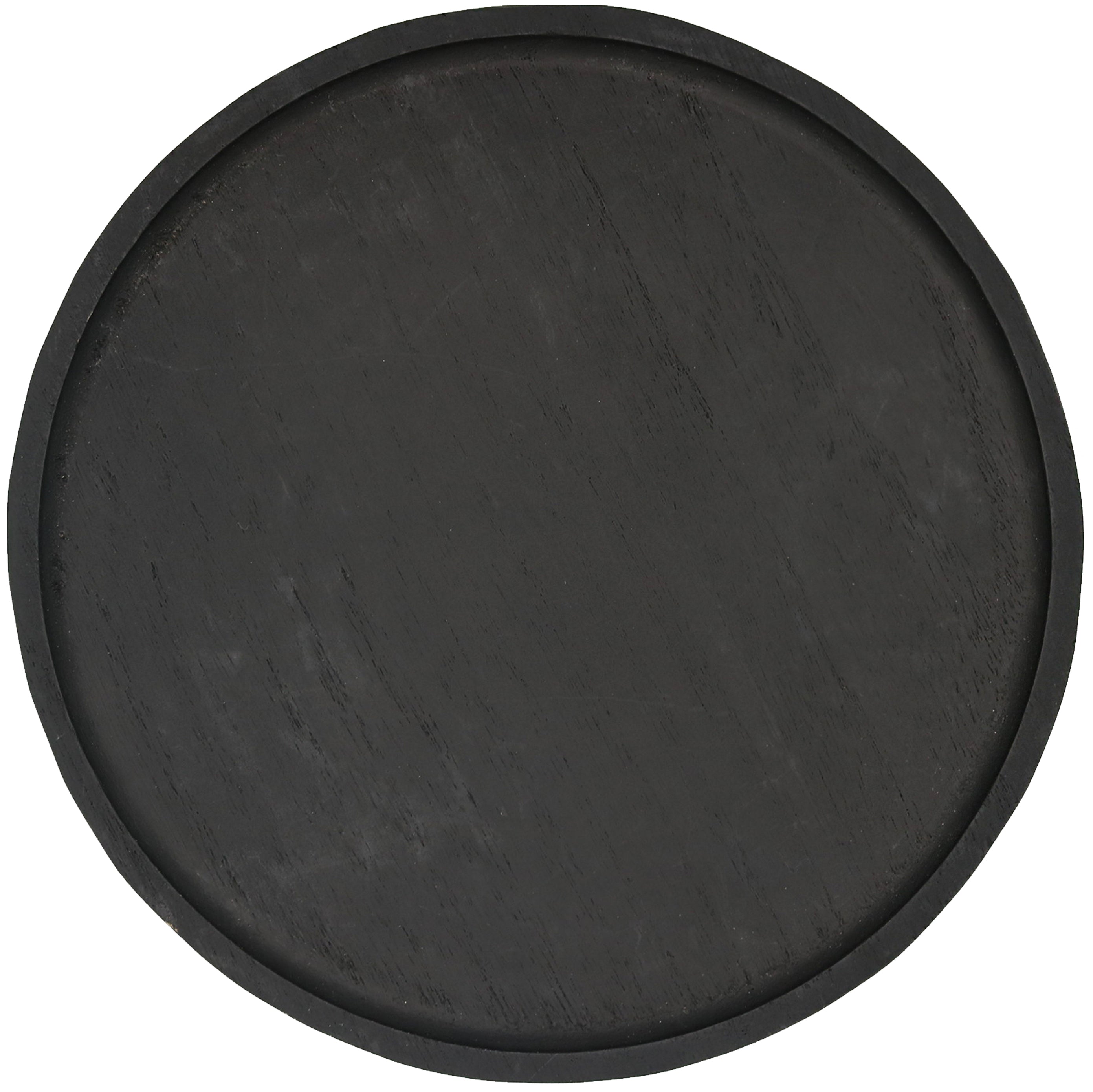 Large Black Round Wood Tray - Decor Addict, LLC