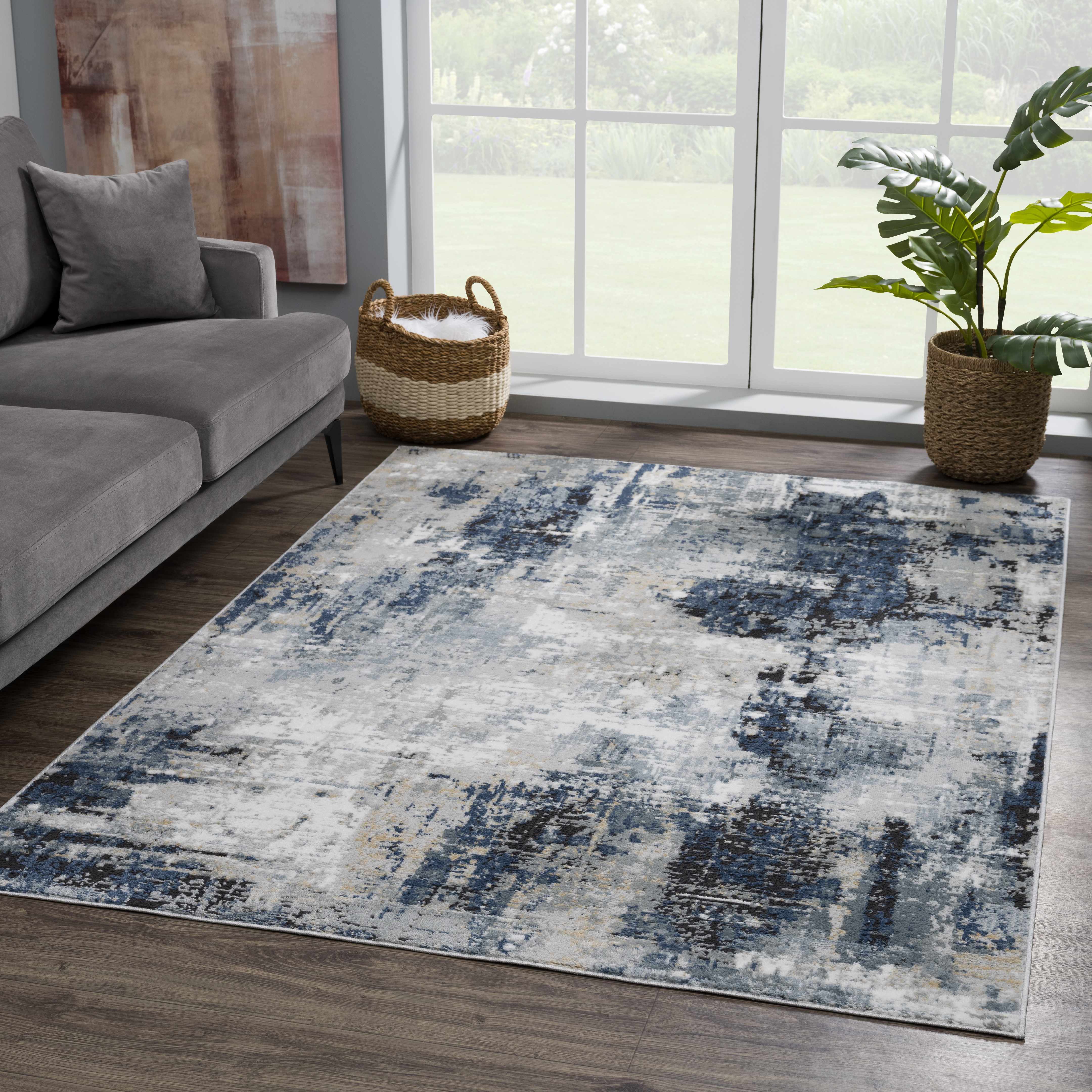 Campsall Gray&Blue Abstract Area Rug - Decor Addict, LLC