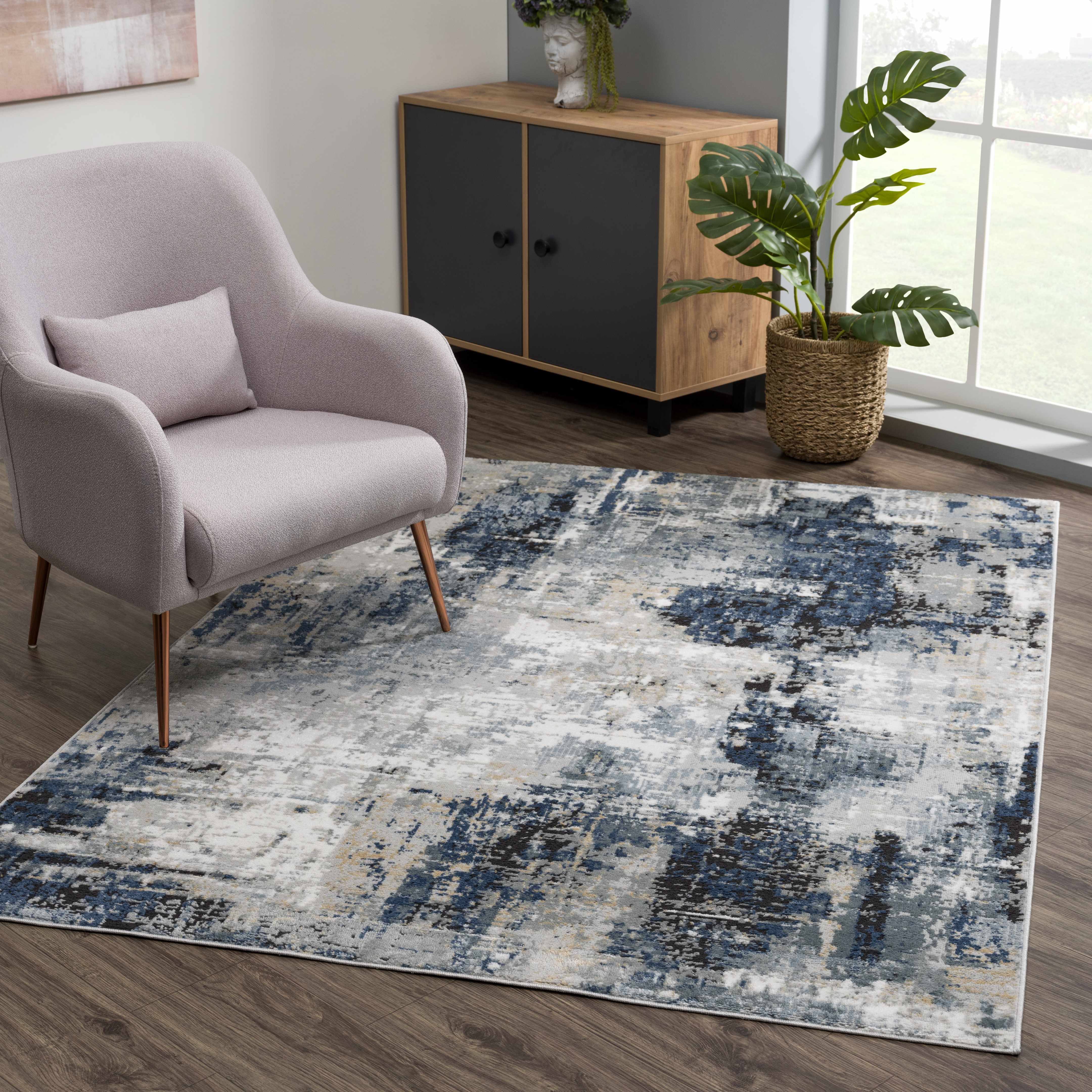 Campsall Gray&Blue Abstract Area Rug - Decor Addict, LLC