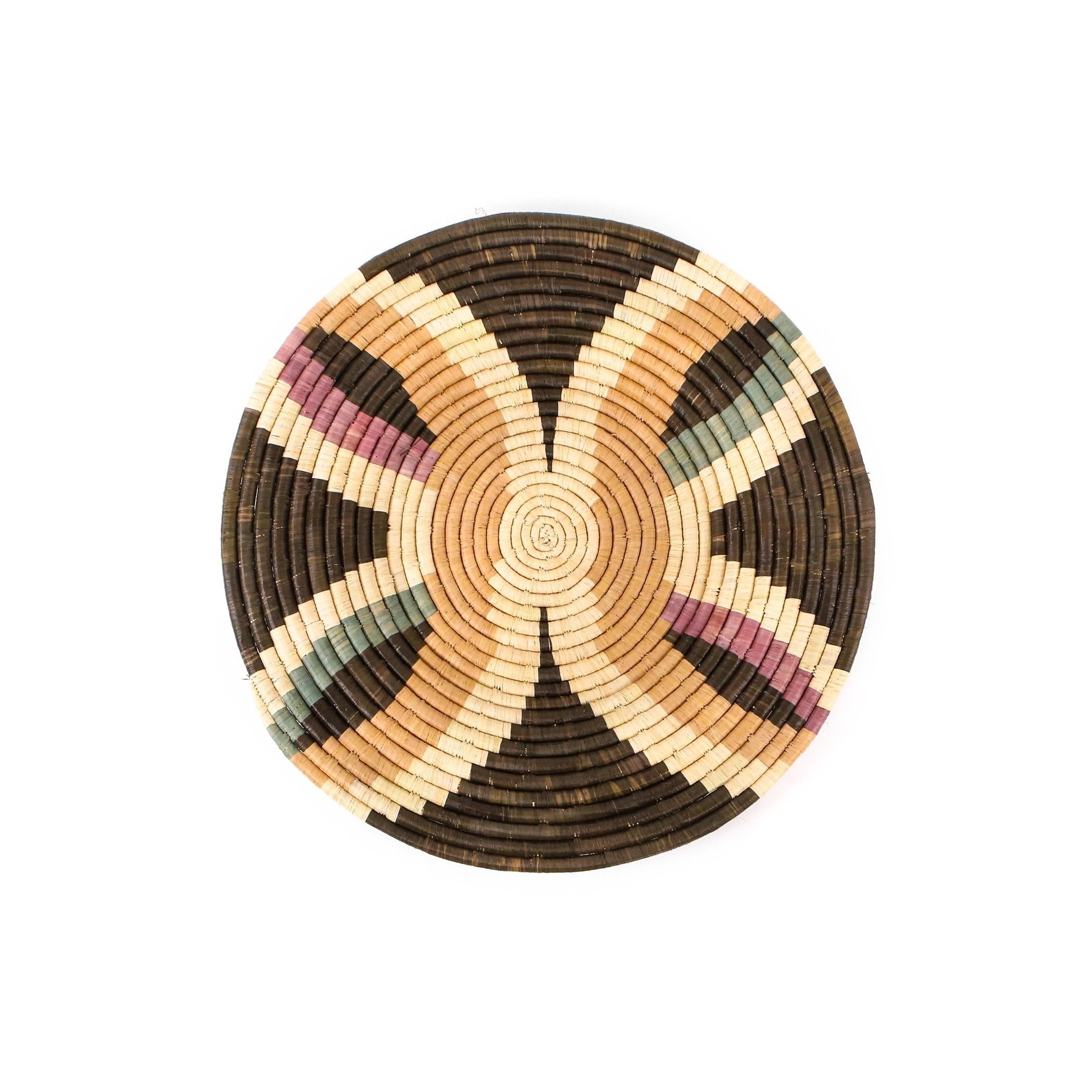 21" Large Lilac & Neutrals Tabia Woven Wall Art Plate - Decor Addict, LLC