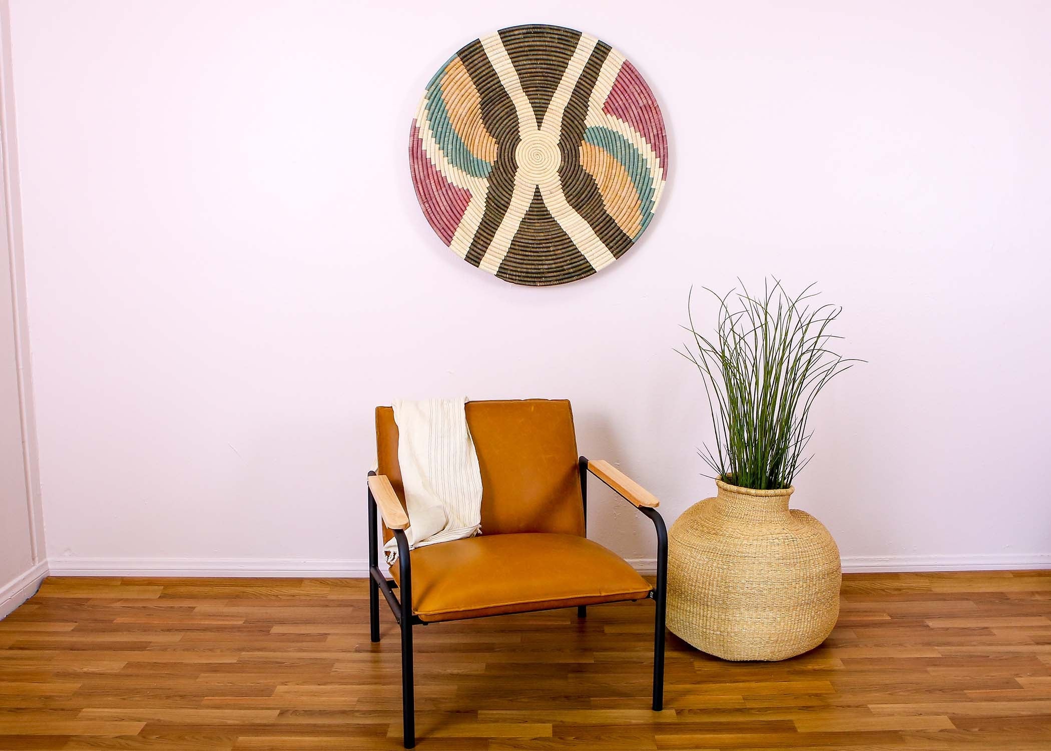 32" Jumbo Lilac & Neutrals Tabia Woven Wall Art Plate - Decor Addict, LLC