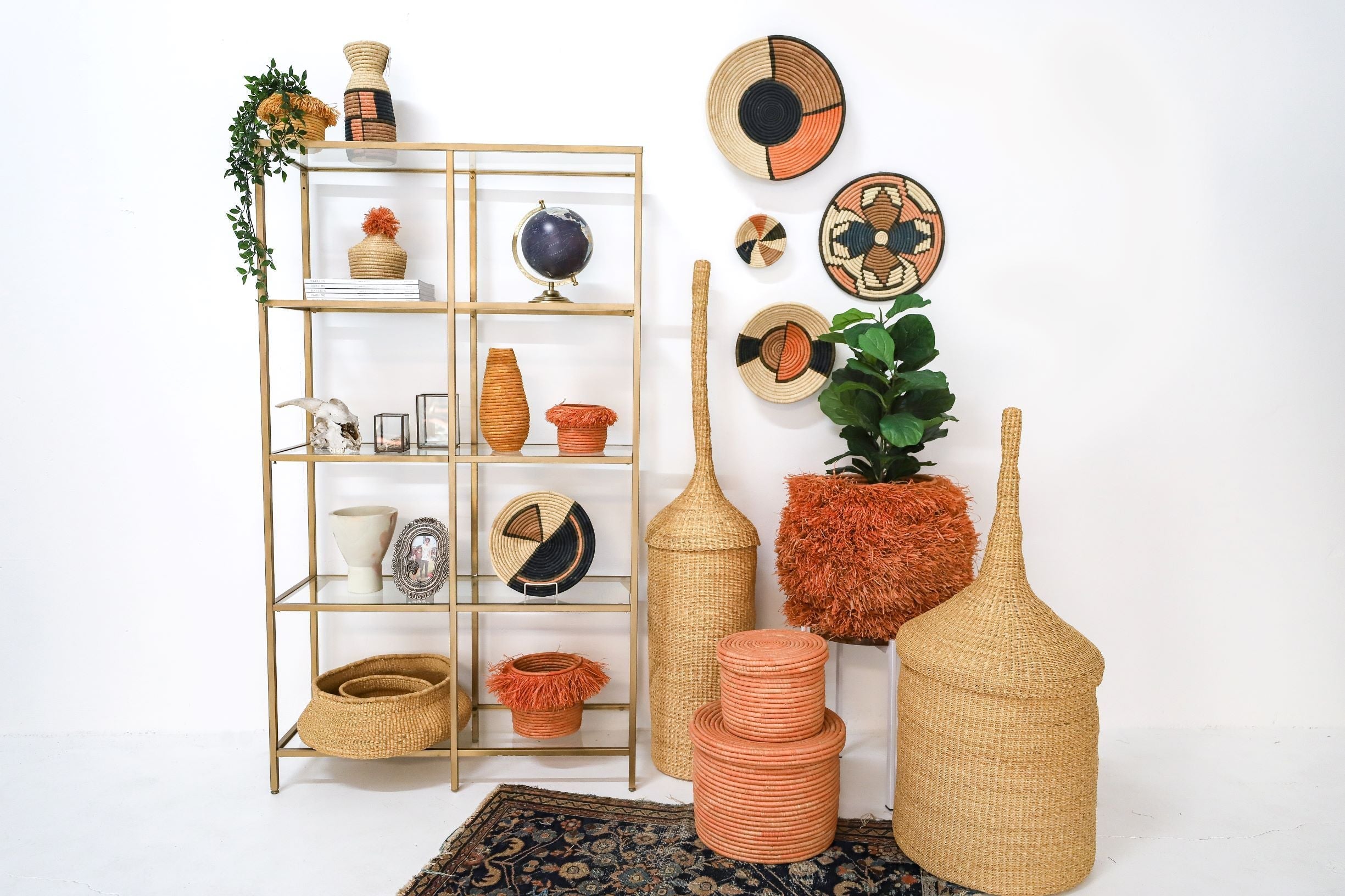 12" Large Peach Soleil Round Basket - Decor Addict, LLC