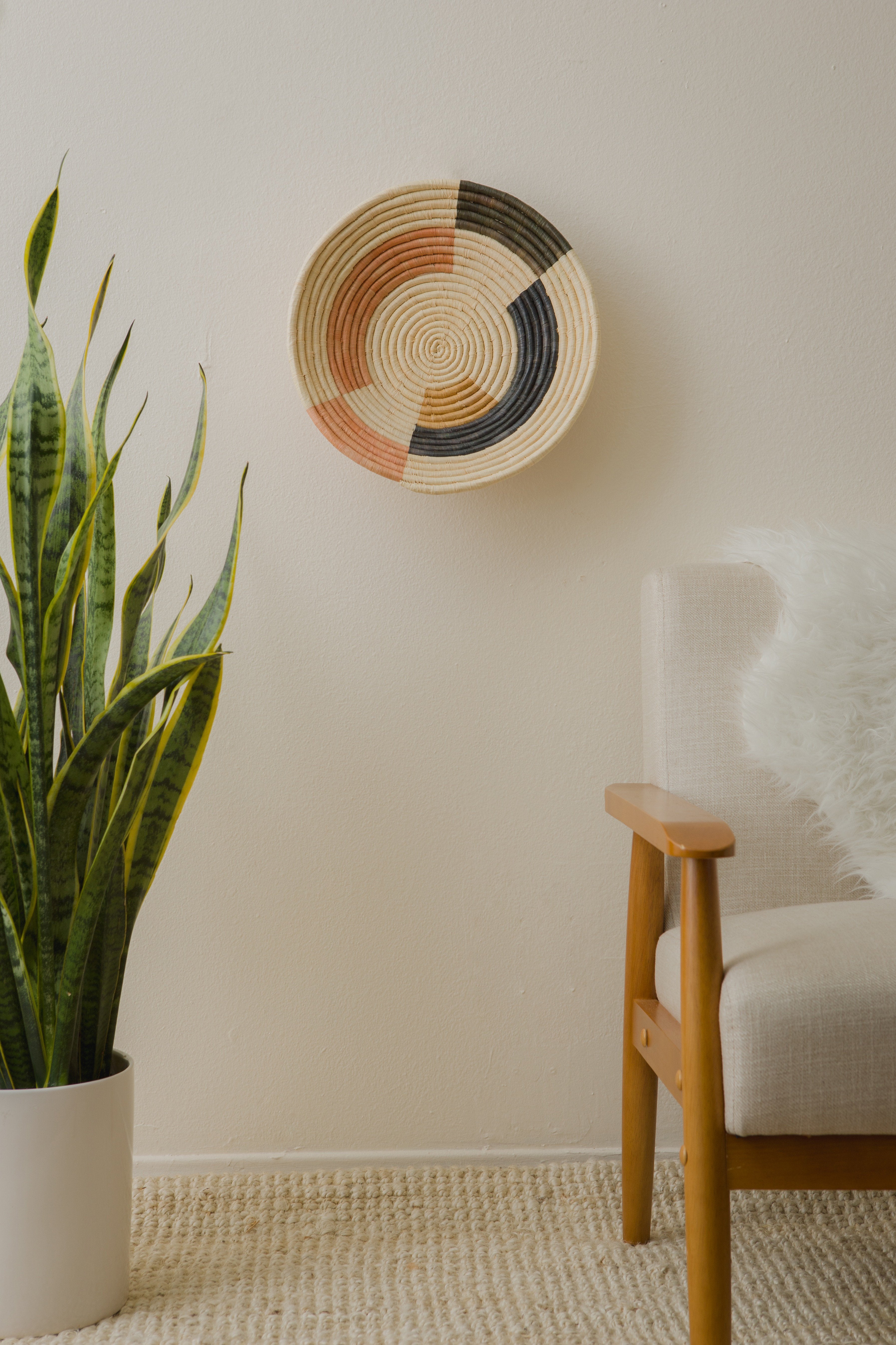 14" Extra Large Peach Msanii Round Basket - Decor Addict, LLC