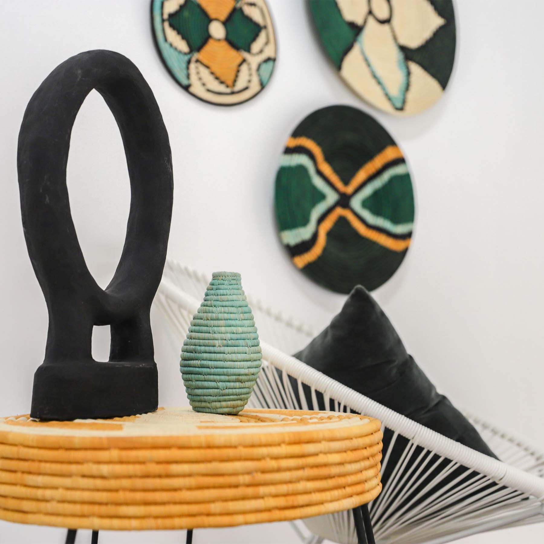 21" Large Brea Forest Bud Woven Wall Art Plate - Decor Addict, LLC