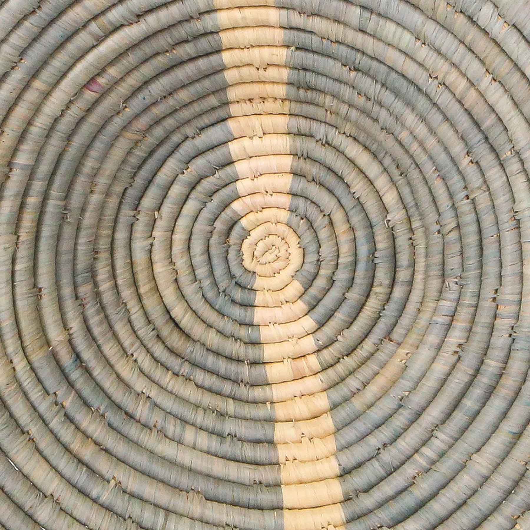 12" Large Opal Gray Striped Round Basket - Decor Addict, LLC