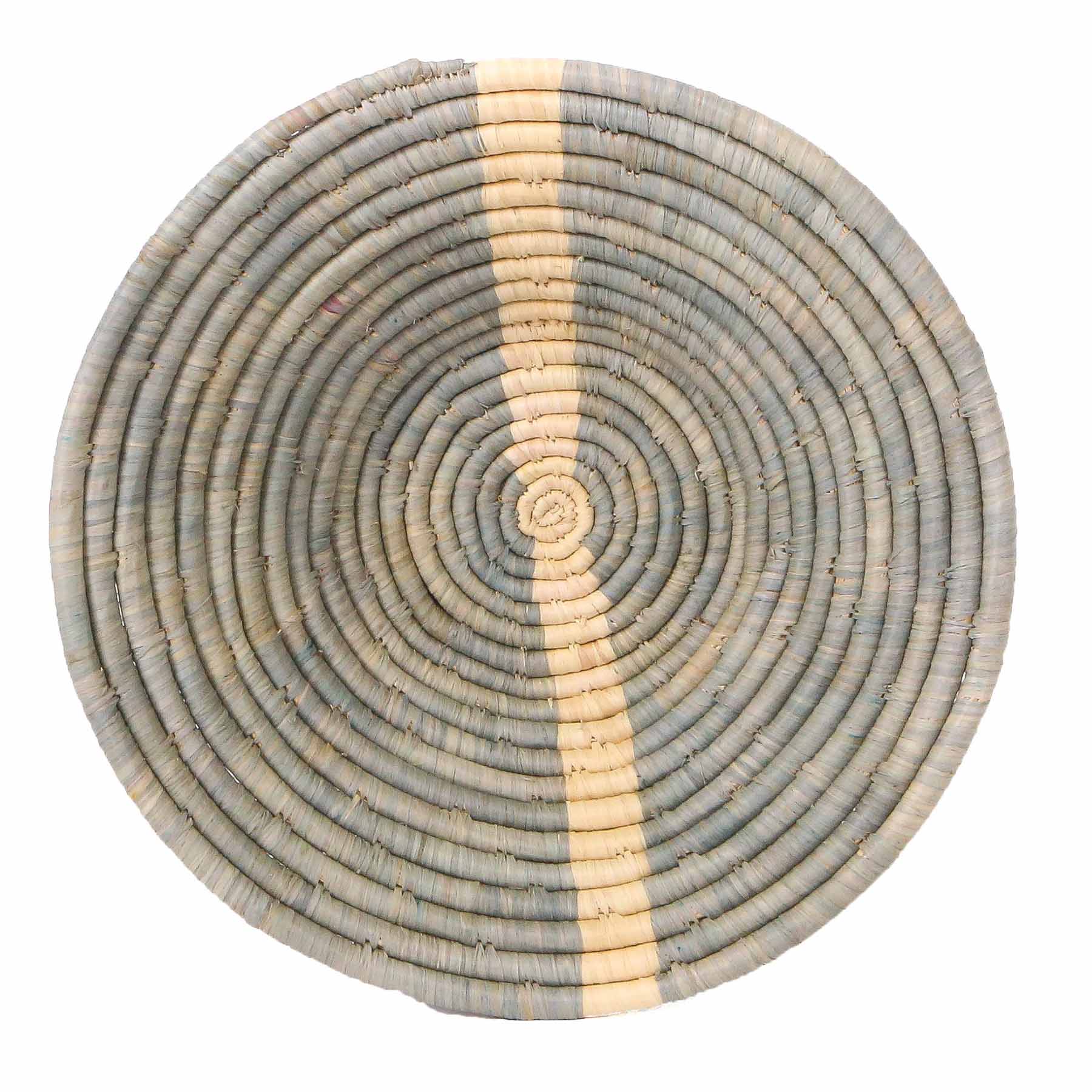 12" Large Opal Gray Striped Round Basket - Decor Addict, LLC