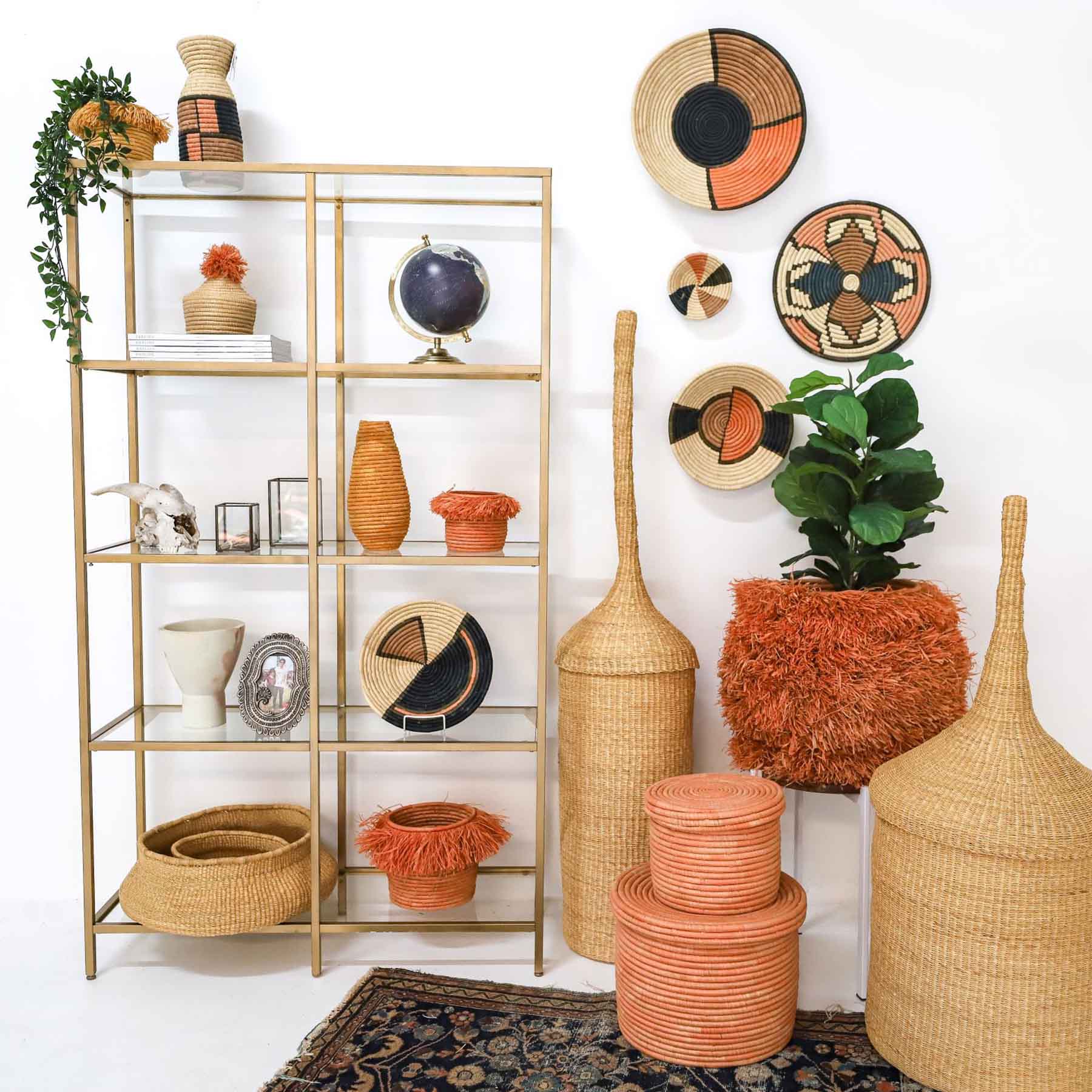 12" Large Peach Soleil Round Basket - Decor Addict, LLC