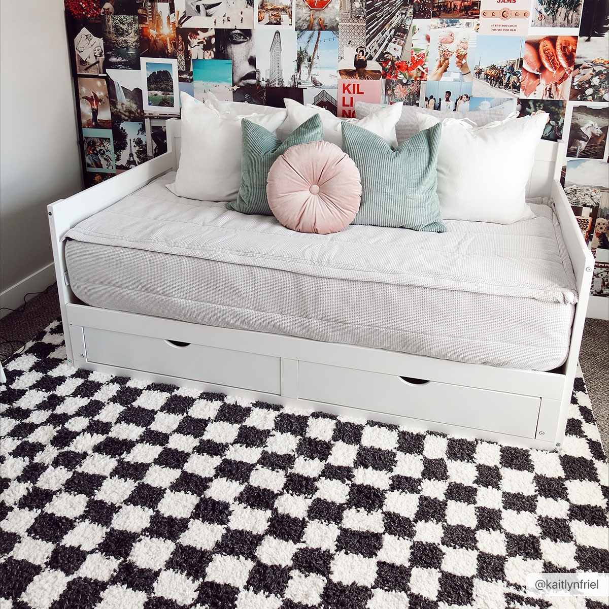 Kieu Black & White Checkered Area Rug - Decor Addict, LLC