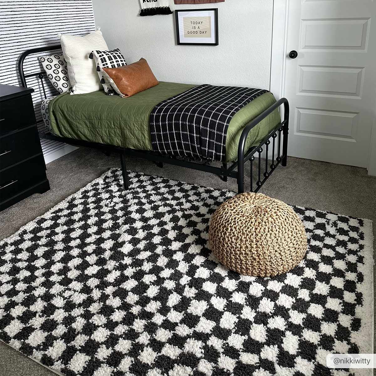 Kieu Black & White Checkered Area Rug - Decor Addict, LLC